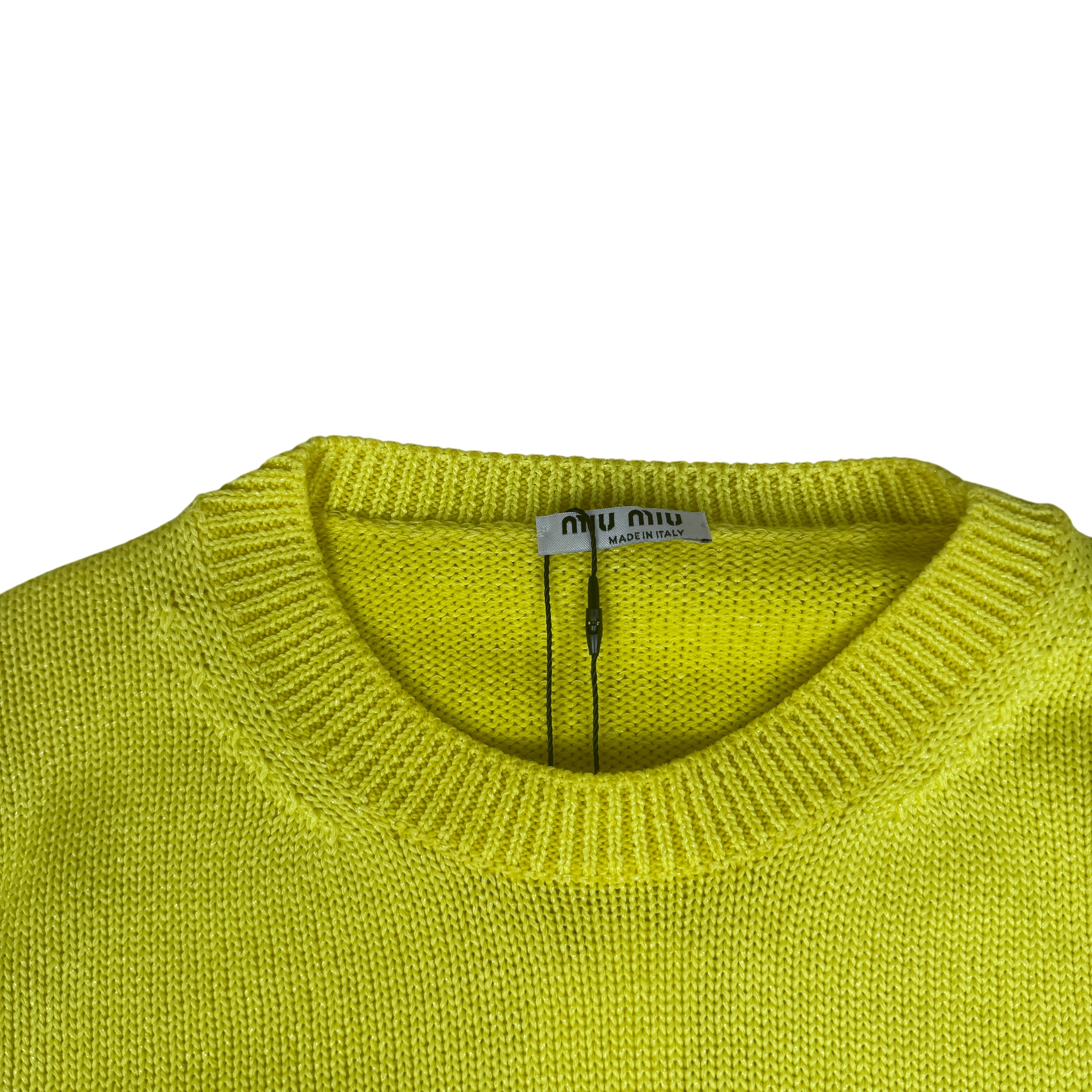 Miu Miu Yellow Sparkly Cropped Knit (Size 40) thumbnail 4