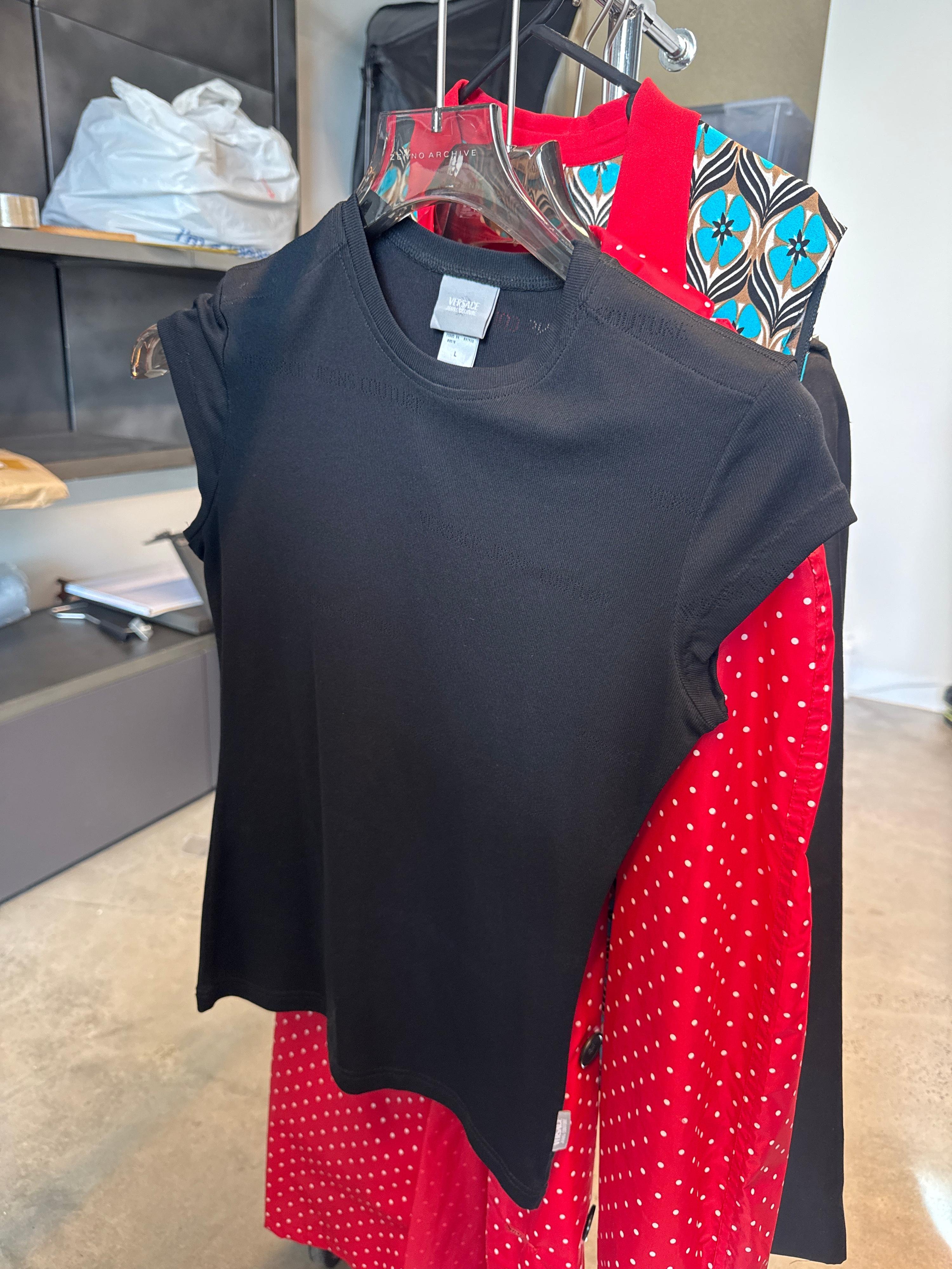 Versace 00s Monogram T-shirt Black (Size L womens)