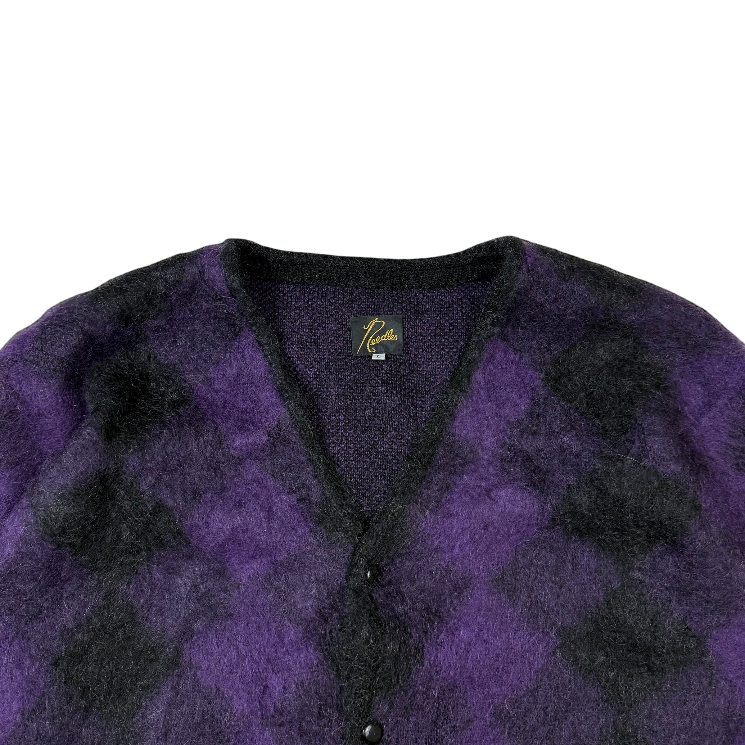 Needles AW21 Mohair Diamond Cardigan Purple / Black (Size L) thumbnail 2