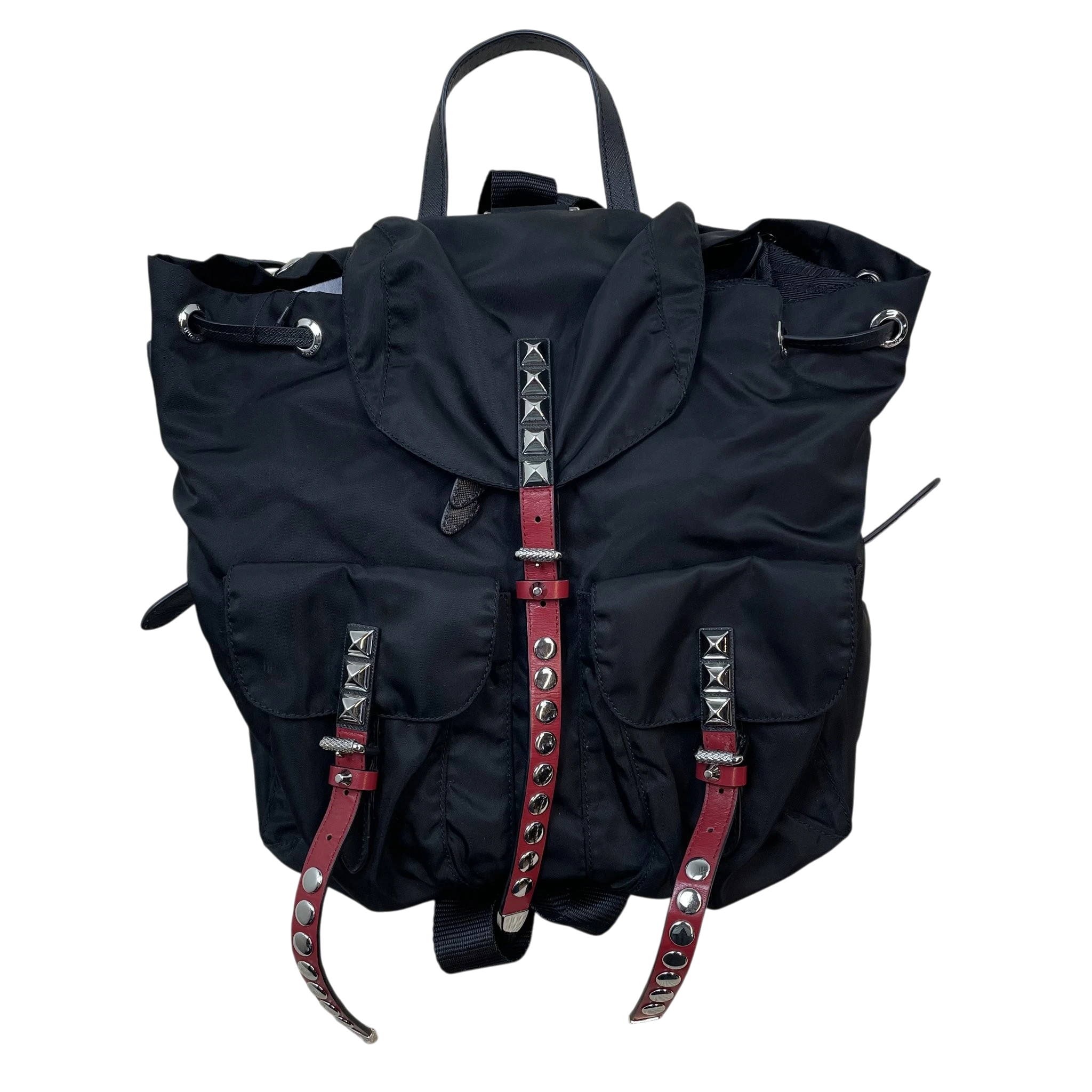 Prada Nylon Studded Back Pack Black