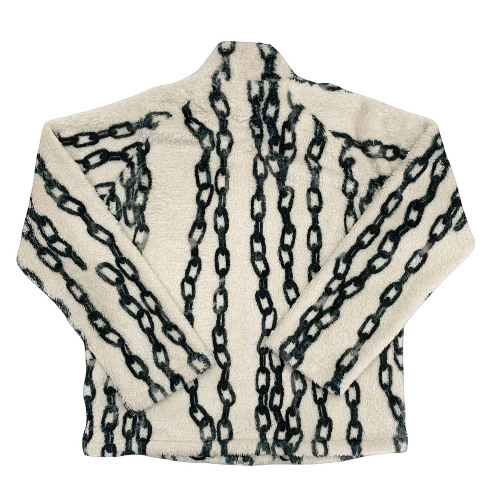 Sulvam Chain-Print Fleece Jacket Off-White / Green (Fits M-L) thumbnail 2