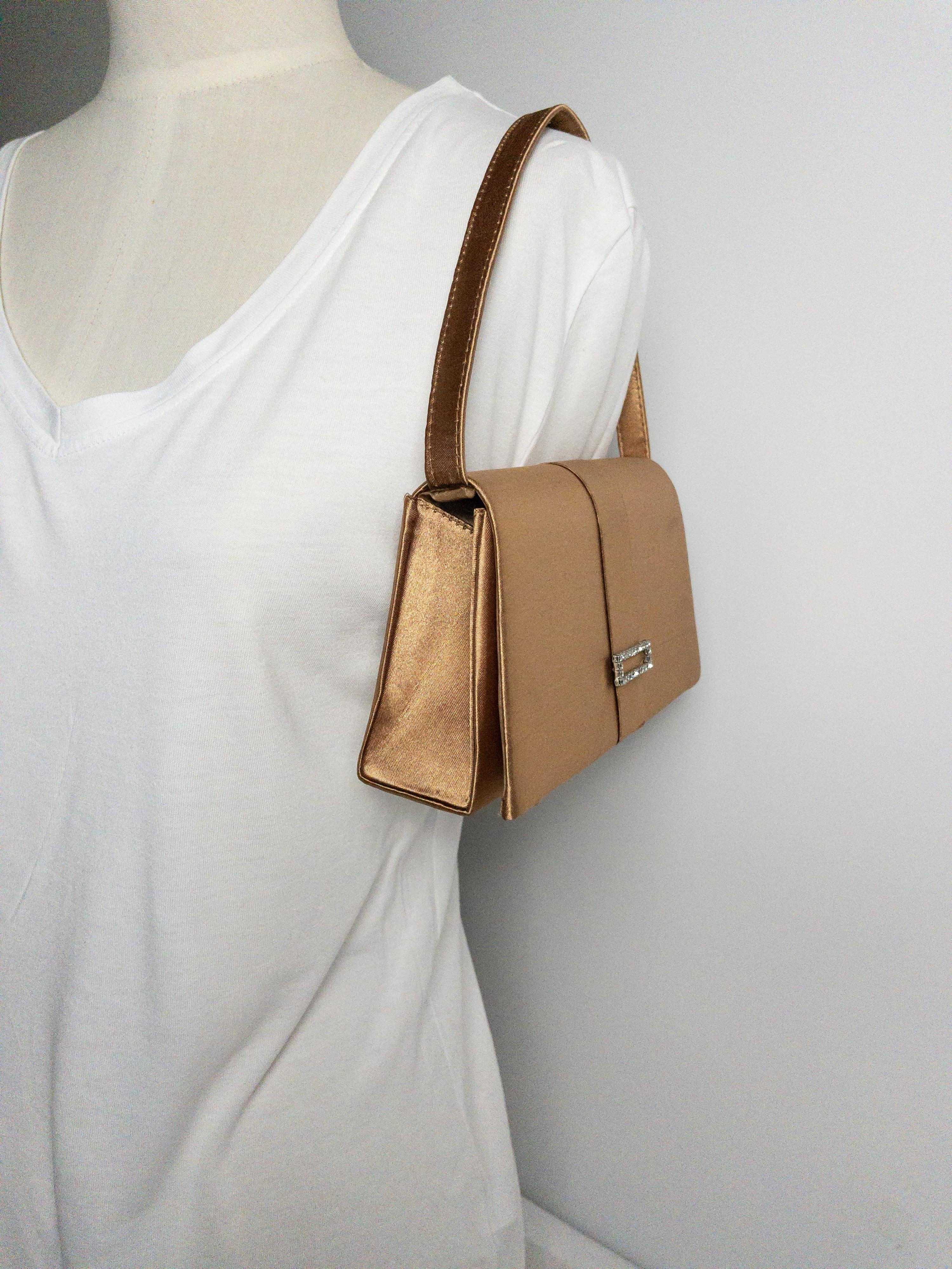 Beige Vintage Embellished Satin Evening Boxed bag thumbnail 2