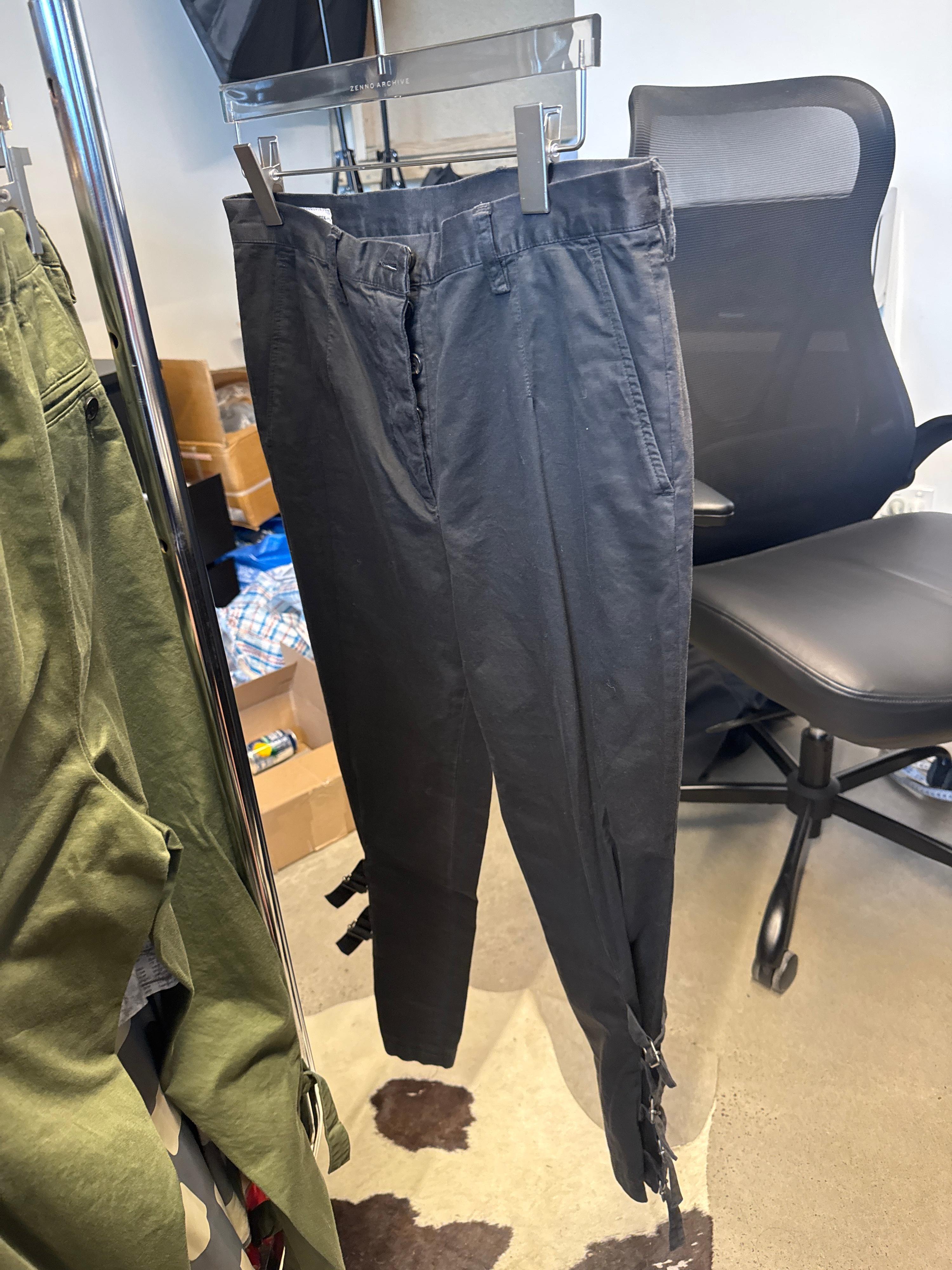 Dries Van Noten AW2003 Milestone Buckle Trousers Black (Size 38)