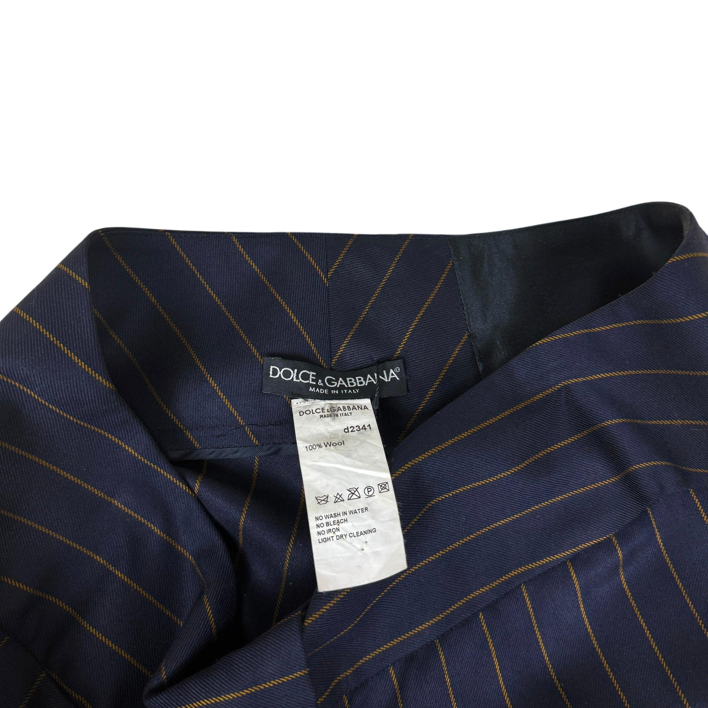 Dolce & Gabbana F/W2000 Wool Pleated Pinstripe Pants Navy (Size 38) thumbnail 2
