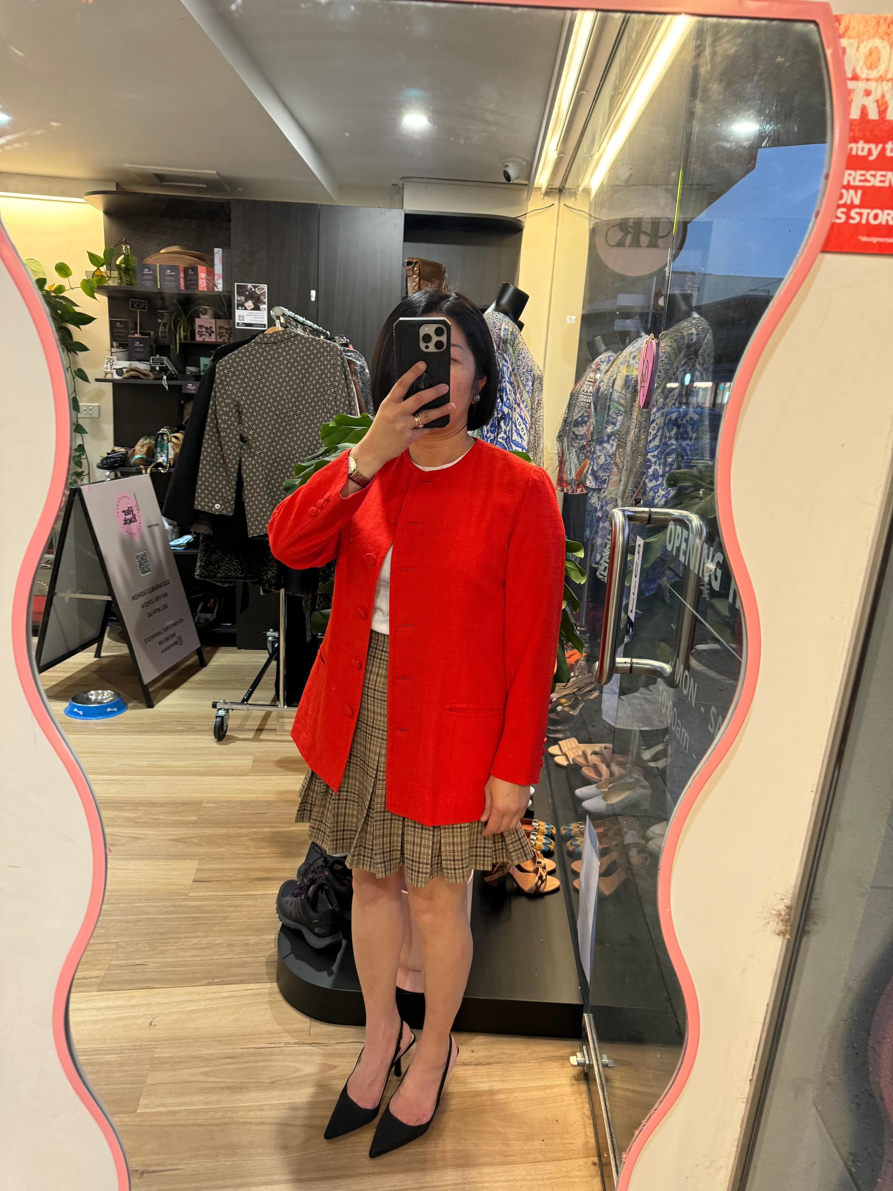 Vintage Red Custom Button Down Jacket S/M thumbnail 3