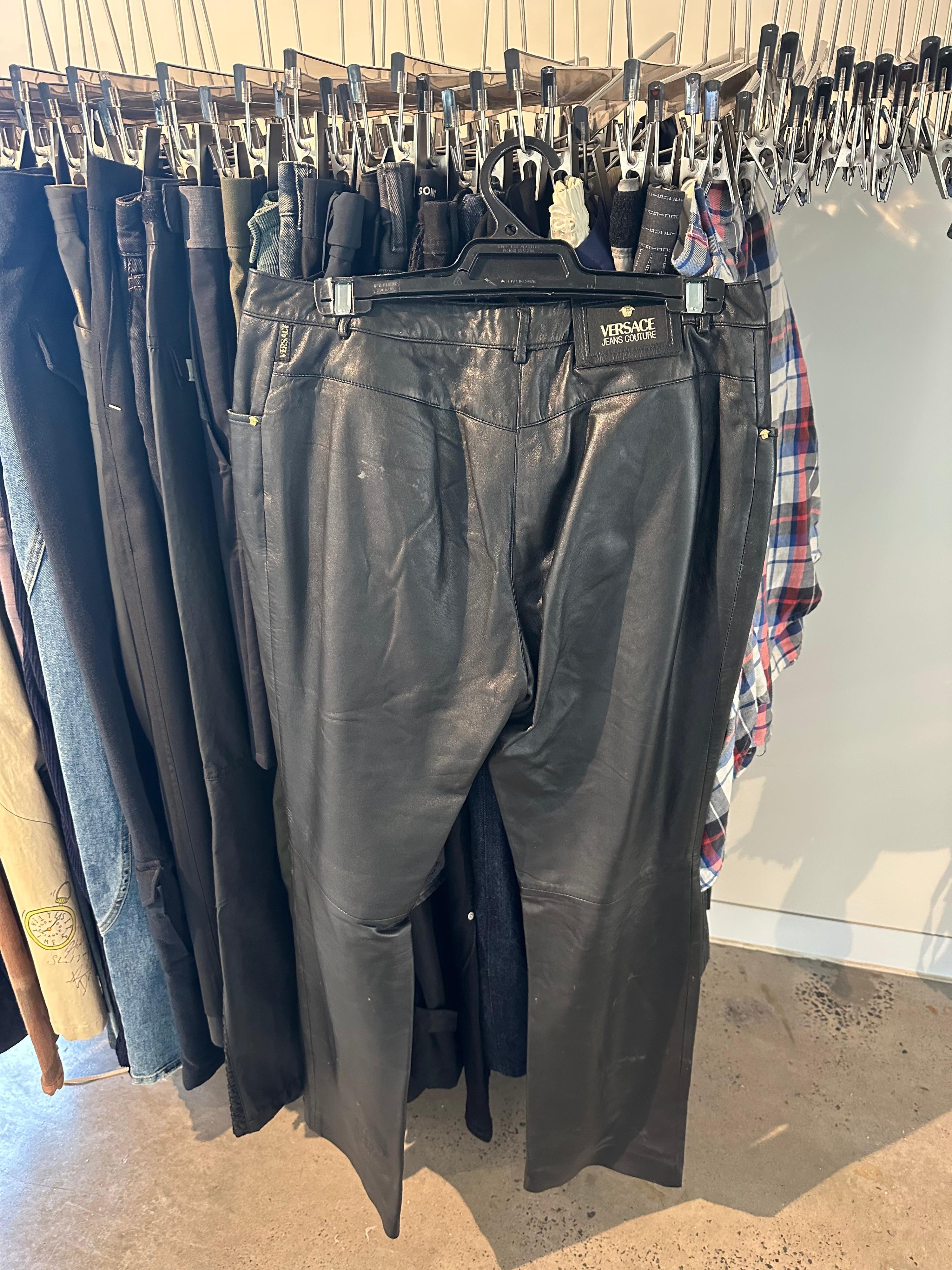 Versace Jeans Couture 90s Leather Pants (size 32”) - taken to dry cleaner to try and fix marks price between $249-$349 depending on how it comes up