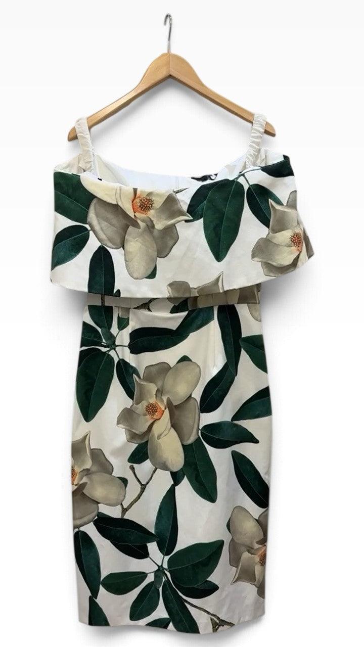 Jayson Brunsdon Black Label Green Floral Off The Shoulder Dress 12