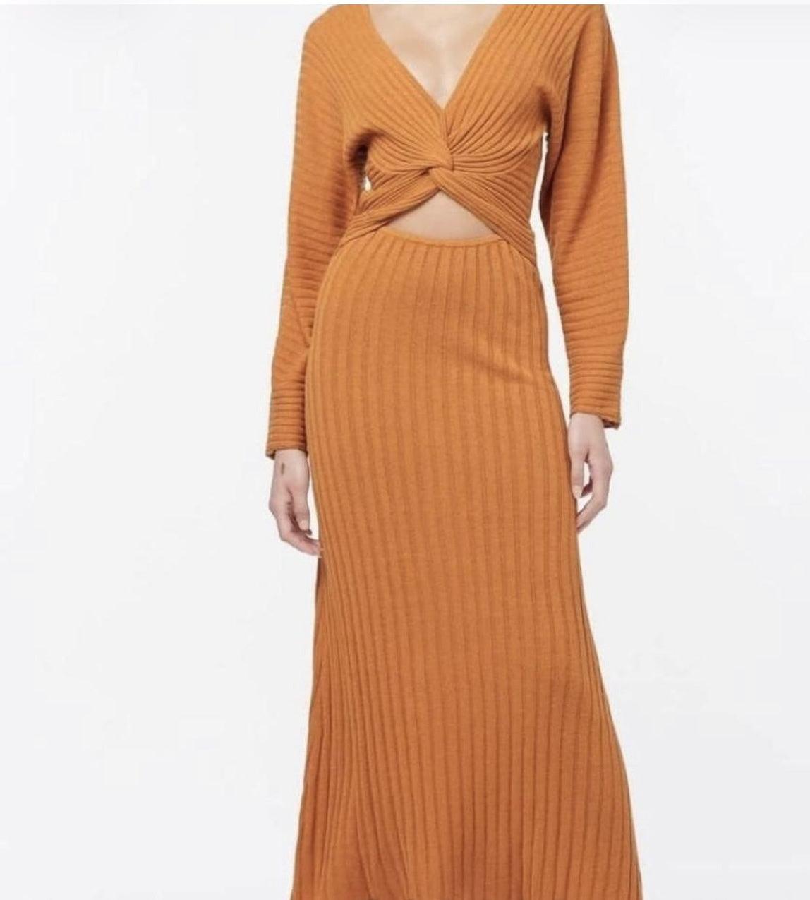 Manning Cartel Tan Long Sleeve Maxi Dress XS