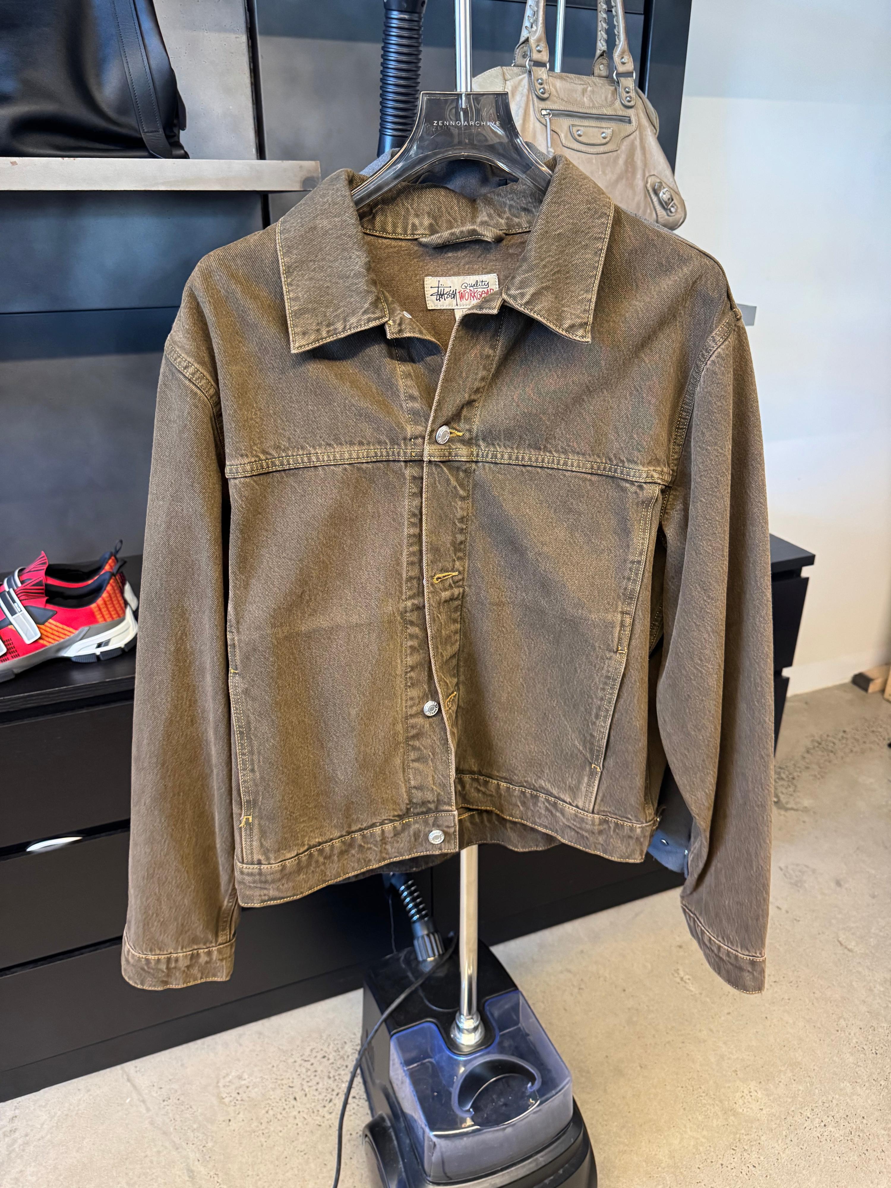 Stussy Workwear Denim Jacket Mushroom Brown (Size L)