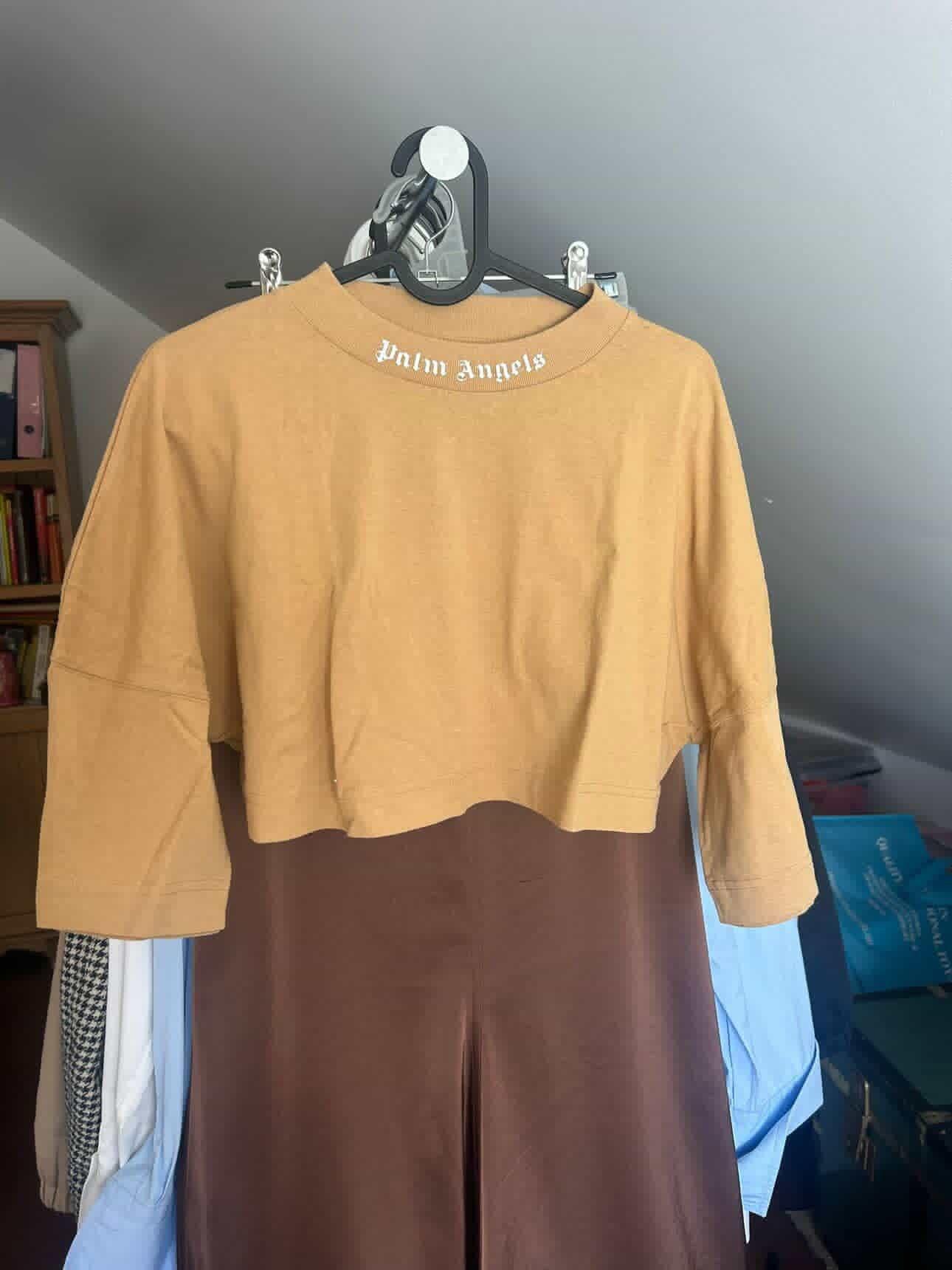 Palm Angels Graphic Logo Cropped T-Shirt Beige (Size M Womens)