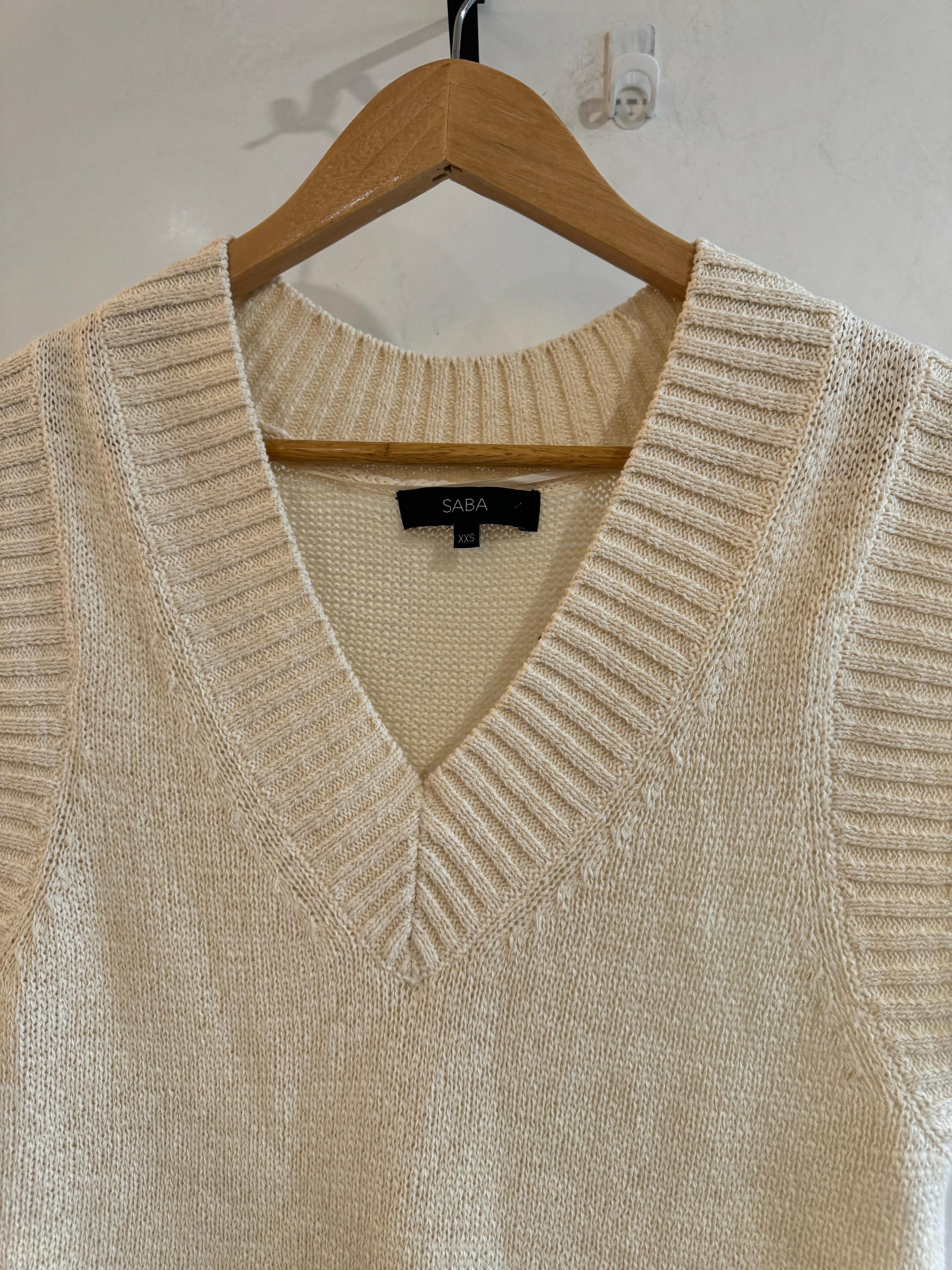 SABA Cream Linen Blend Vest Size XS thumbnail 4