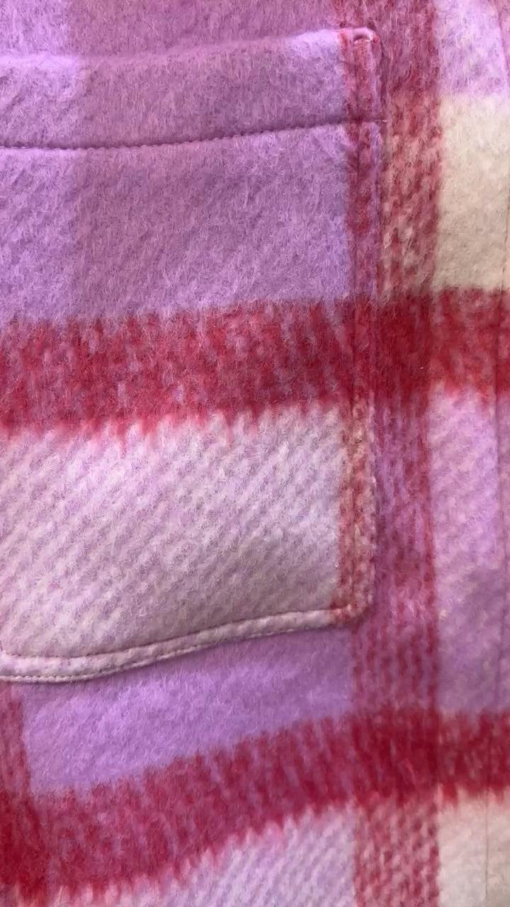 Ena Pelly Purple Pink Plaid Jacket 10 thumbnail 2