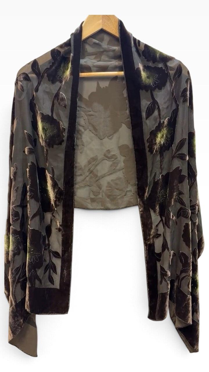 Khaki Velvet Floral Wrap thumbnail 3