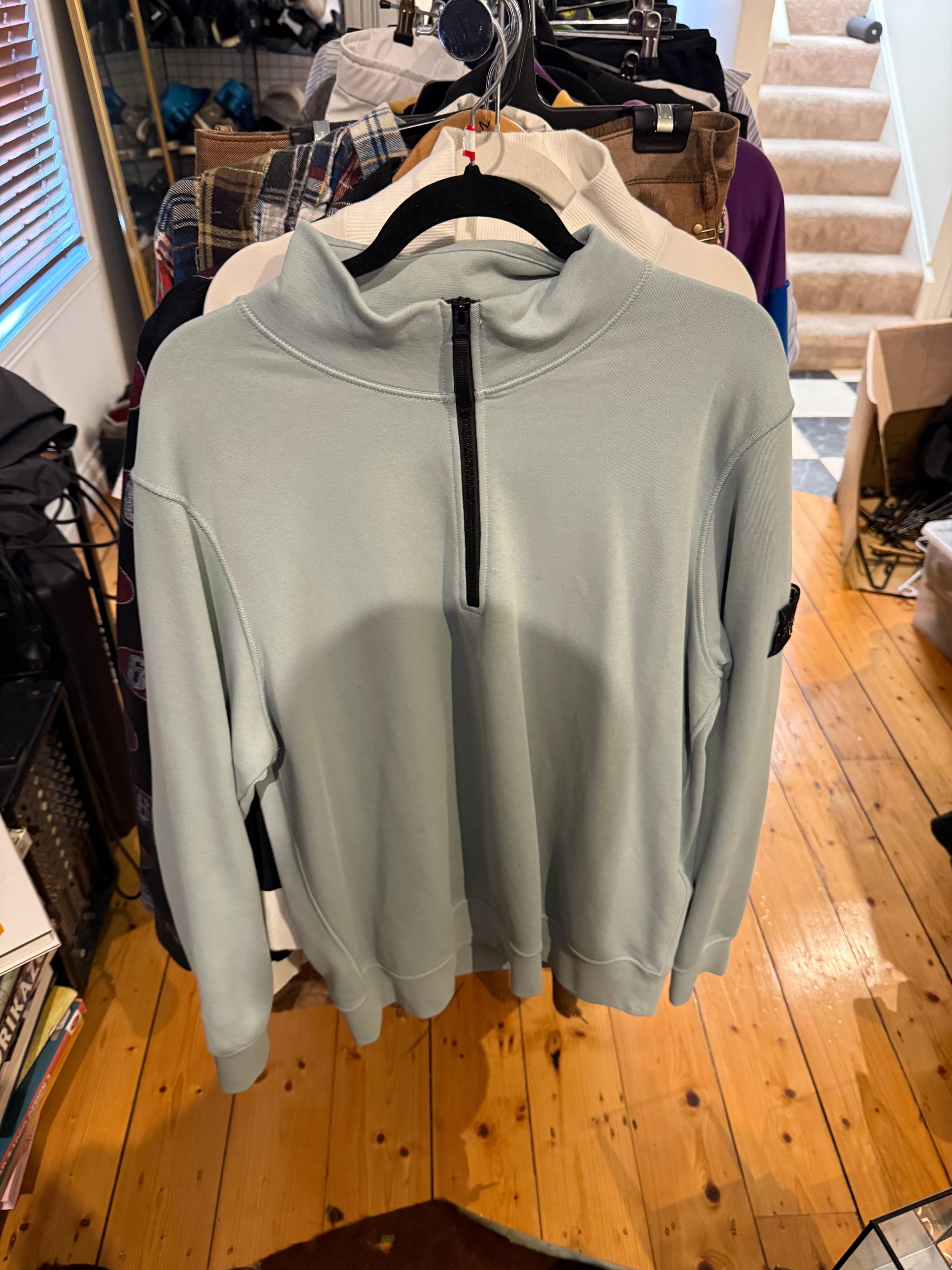 Stone Island Half-Zip Sweatshirt Baby Blue (Fits L-XL)
