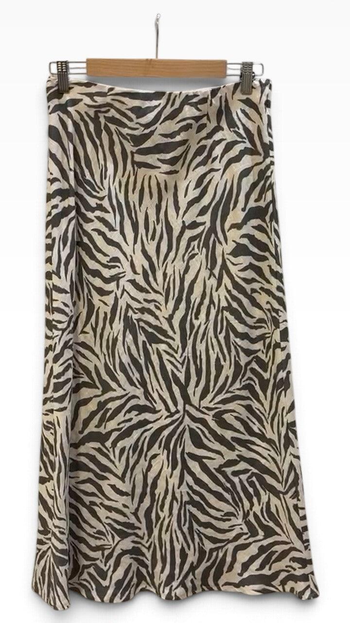 Cable Melbourne Zebra Print Linen Skirt M thumbnail 2