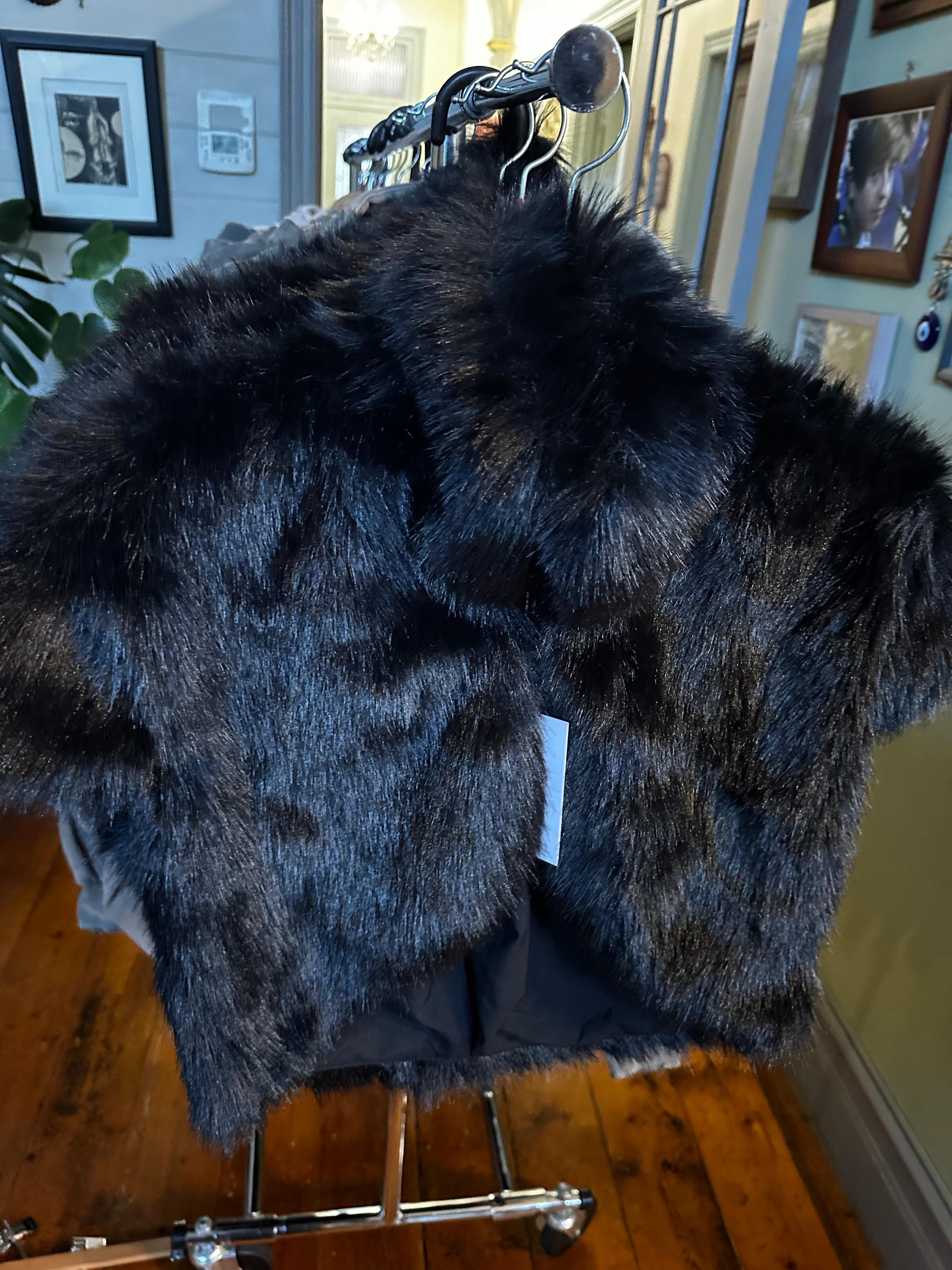 Melancholy Cherie Faux Fur Jacket Black