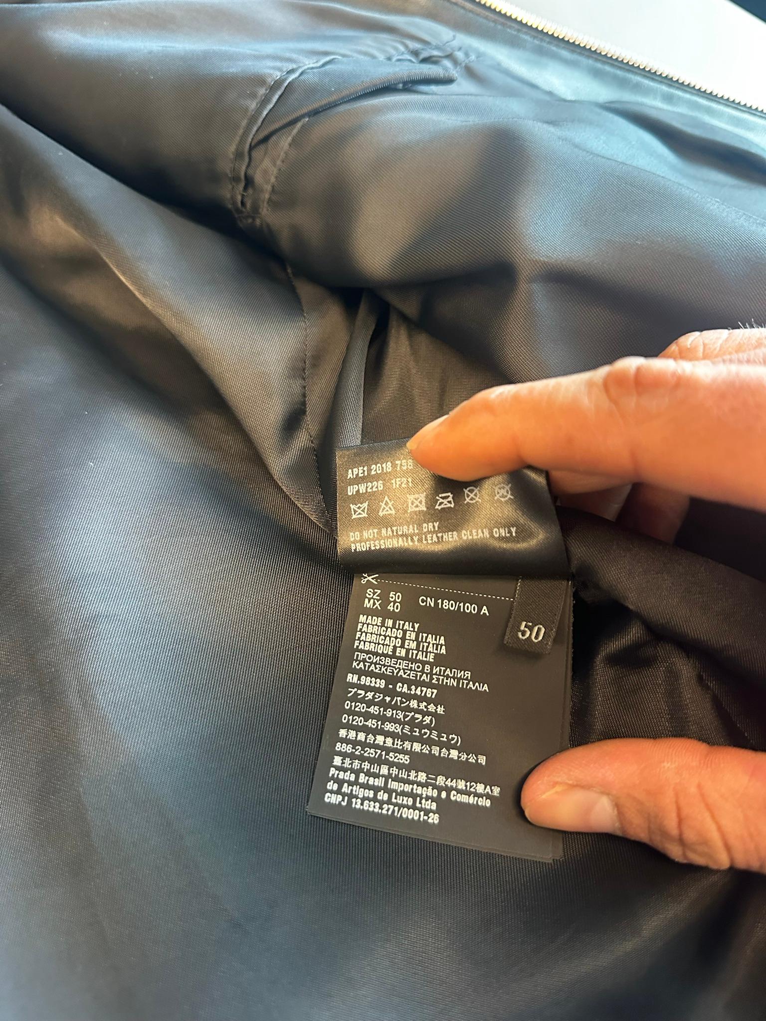 Prada Lambskin Leather Cafe Racer Moto Jacket Black (Size 50/L) thumbnail 5