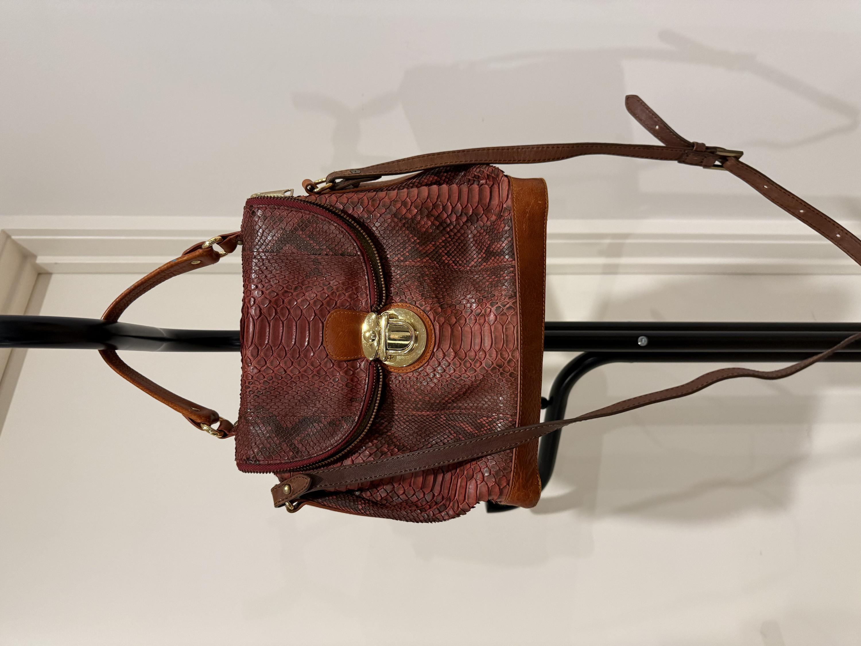 After the Apple Brown Snakeskin Bag