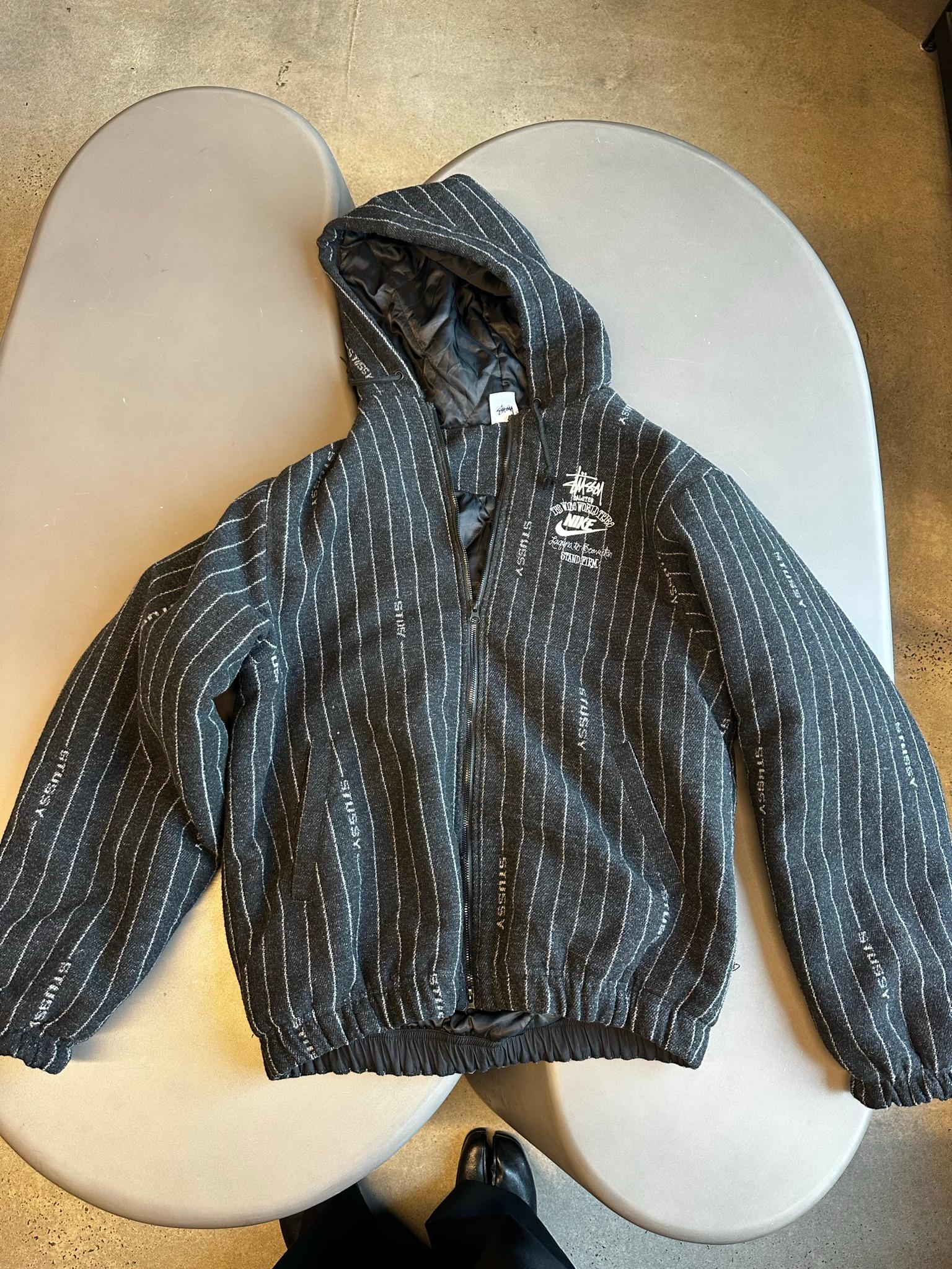 Nike x Stussy Pinstripe Wool Work Jacket Black (Size XL)
