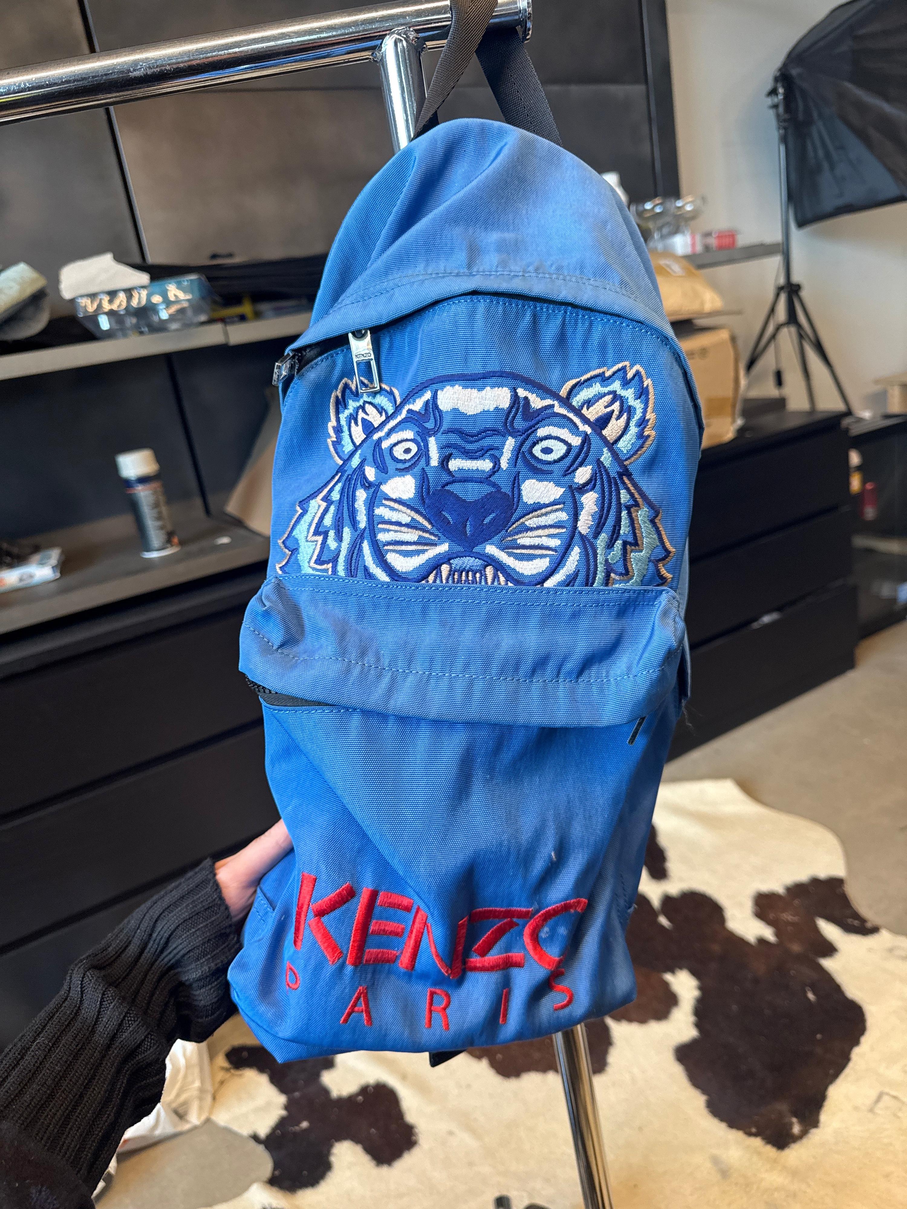 Kenzo Blue Embroidered Backpack