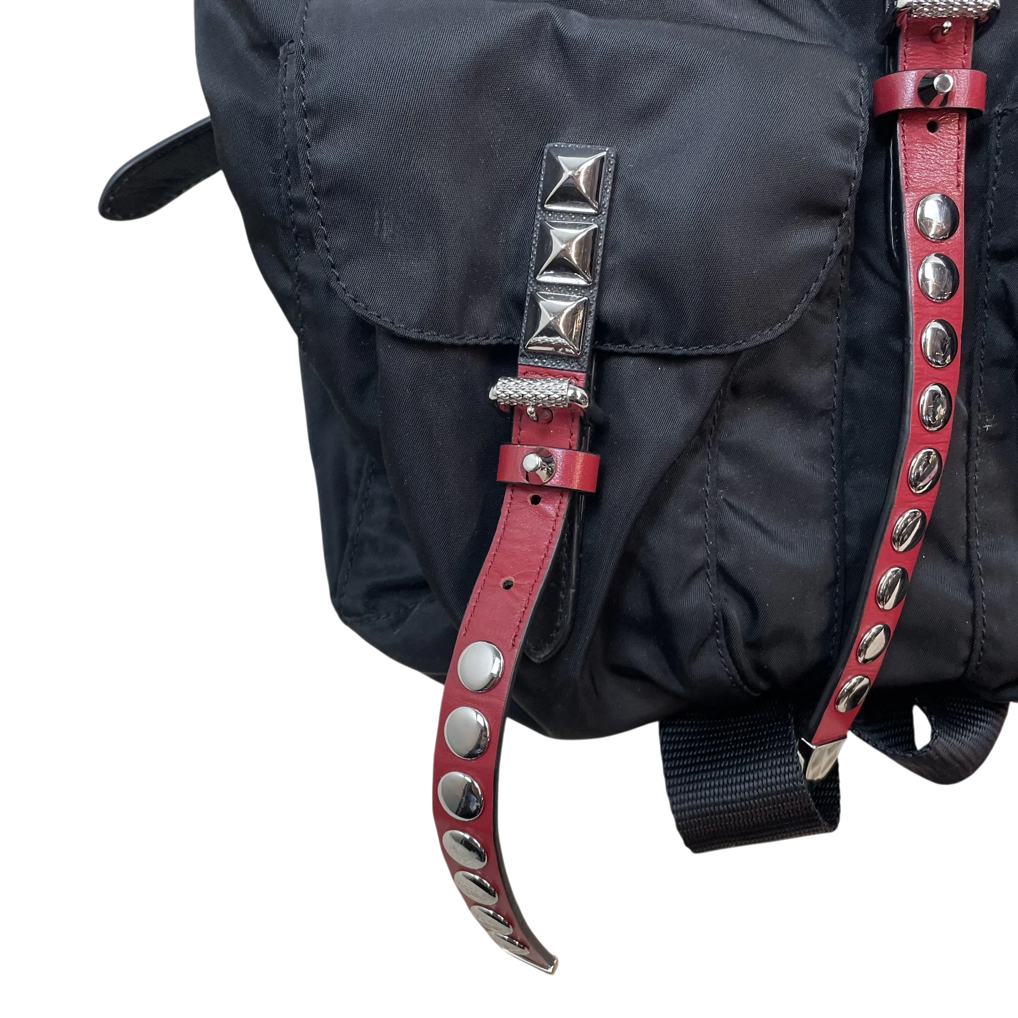 Prada Nylon Studded Back Pack Black thumbnail 2