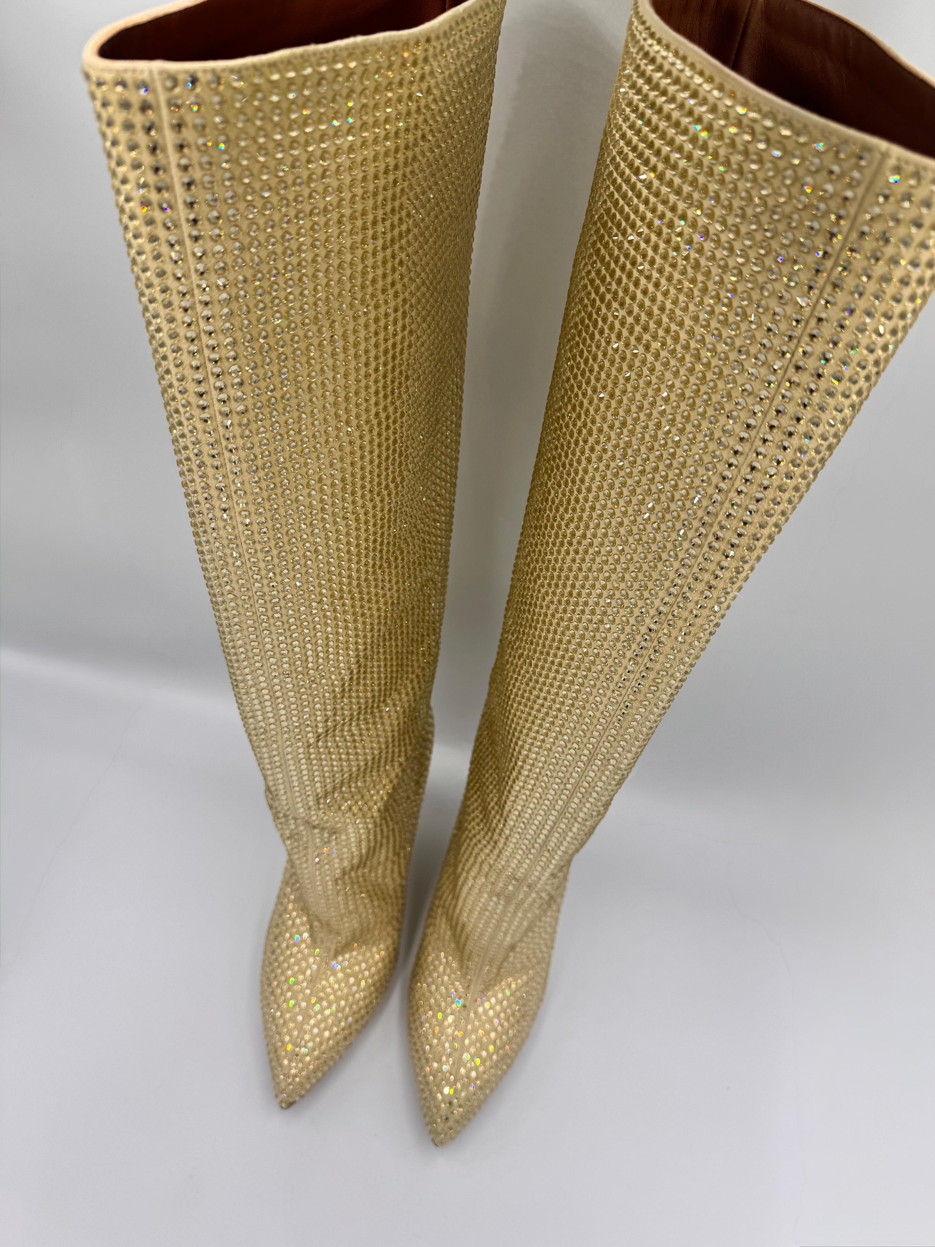 PARIS TEXAS Gold Rhinestone Boots Size 38.5 thumbnail 5