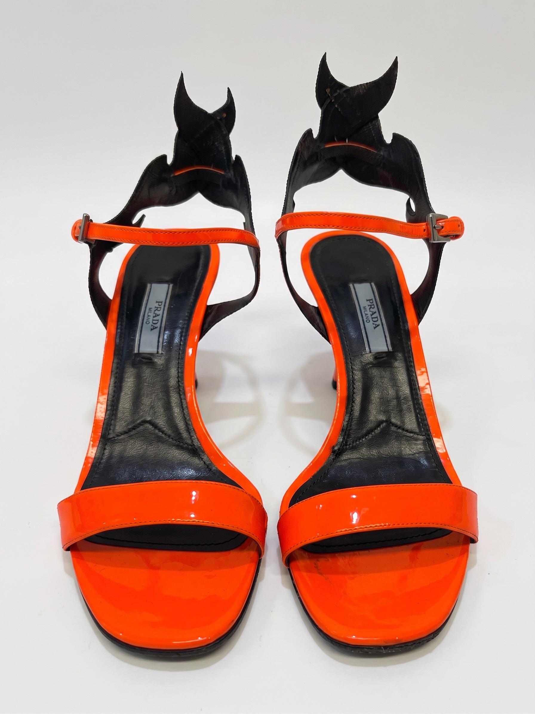 Prada Neon Orange Flame Sandal 38 thumbnail 2