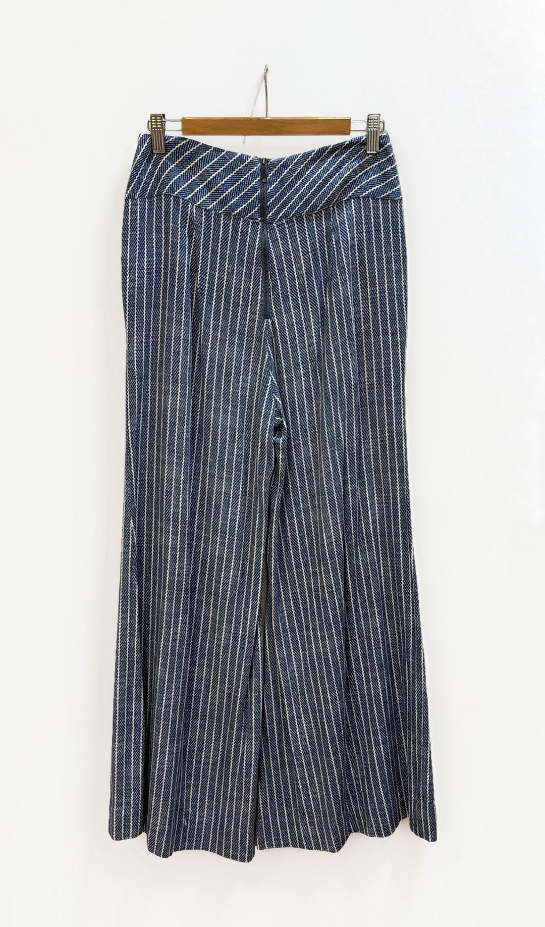 Once Was Melbourne Blue White Stripe Flare Pants thumbnail 3