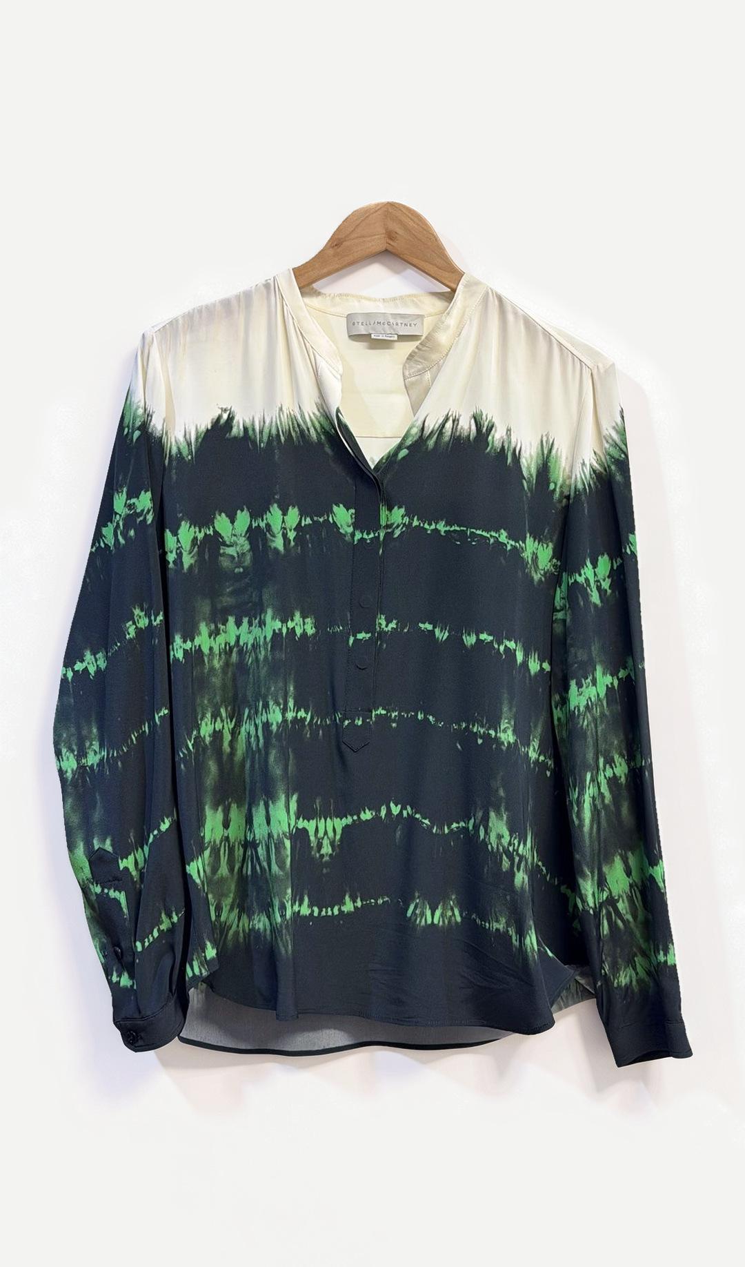Stella McCartney Green Black Tie Dye Blouse 42