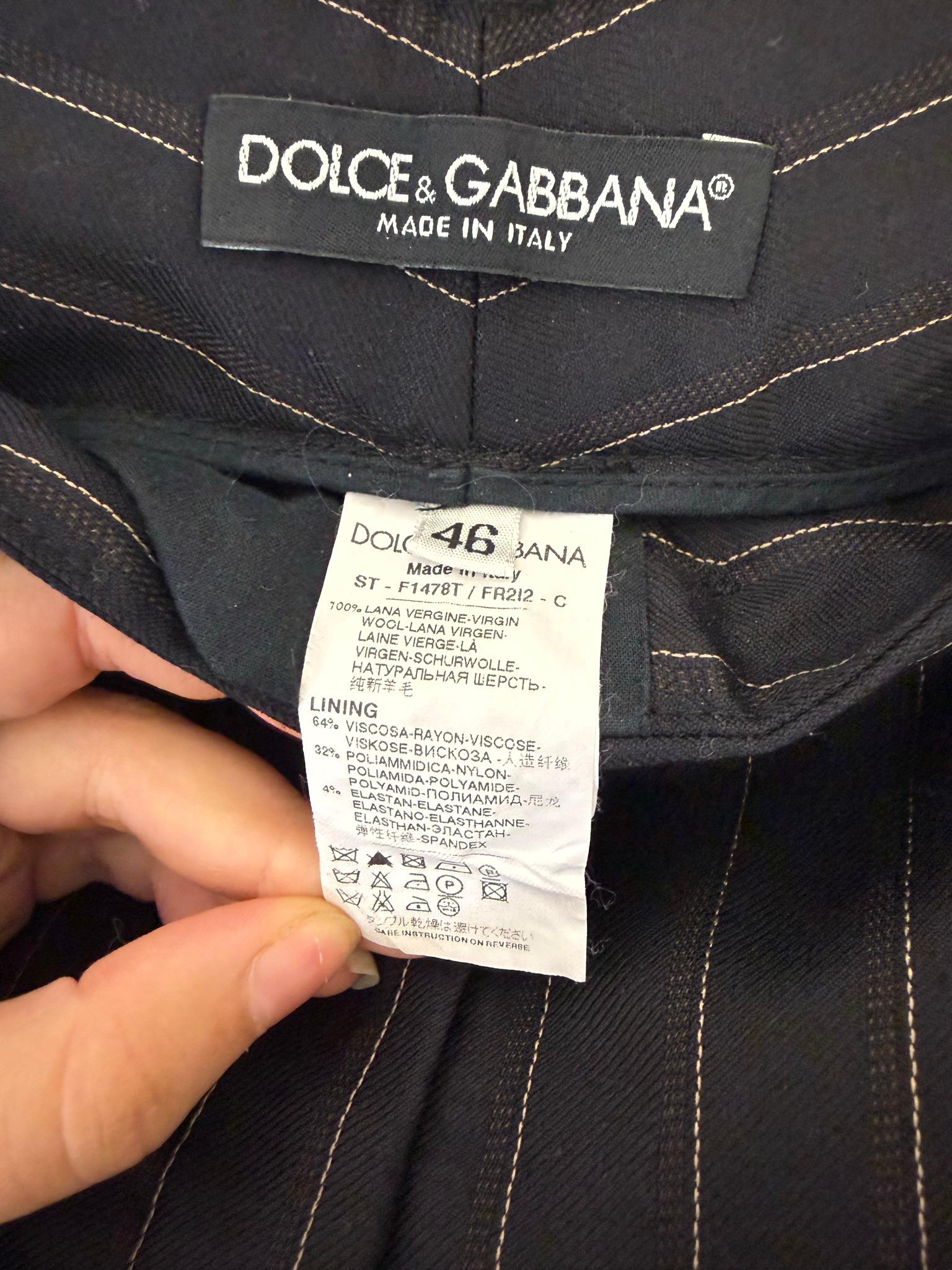 Dolce & Gabbana Black Pinstripe Pants 46 thumbnail 4