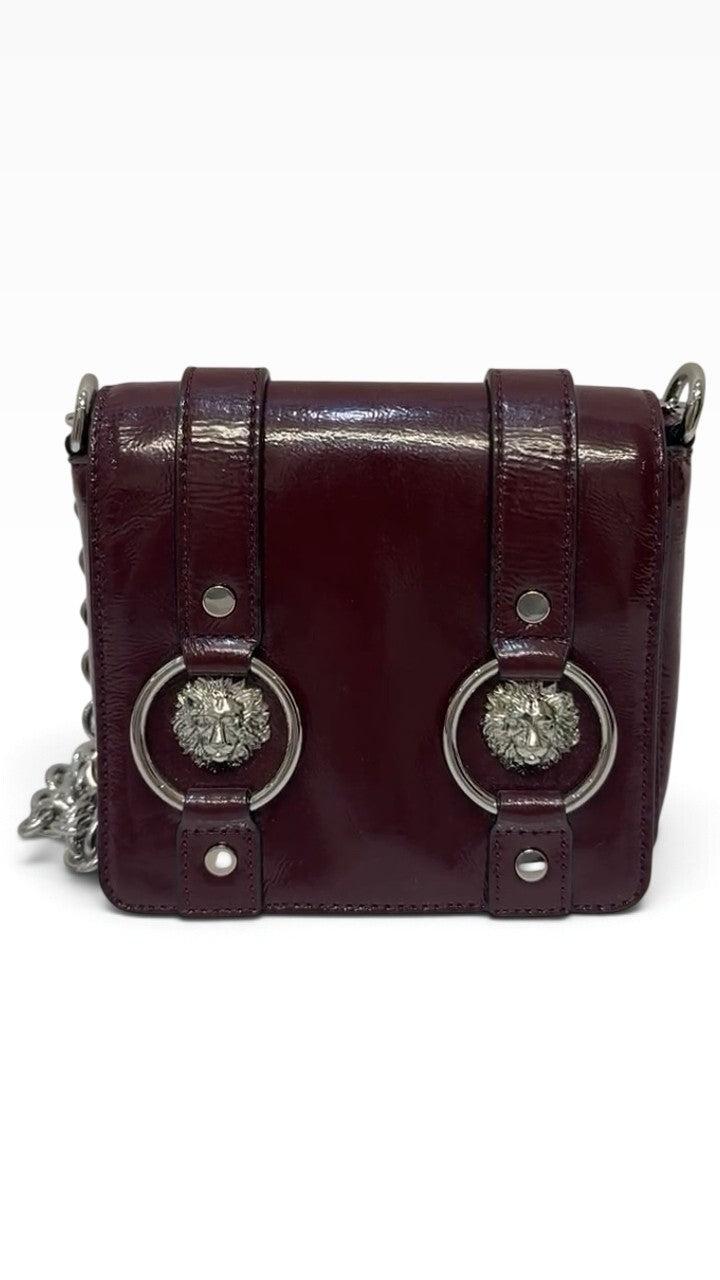Versace Burgundy Lion Head Crossbody Bag