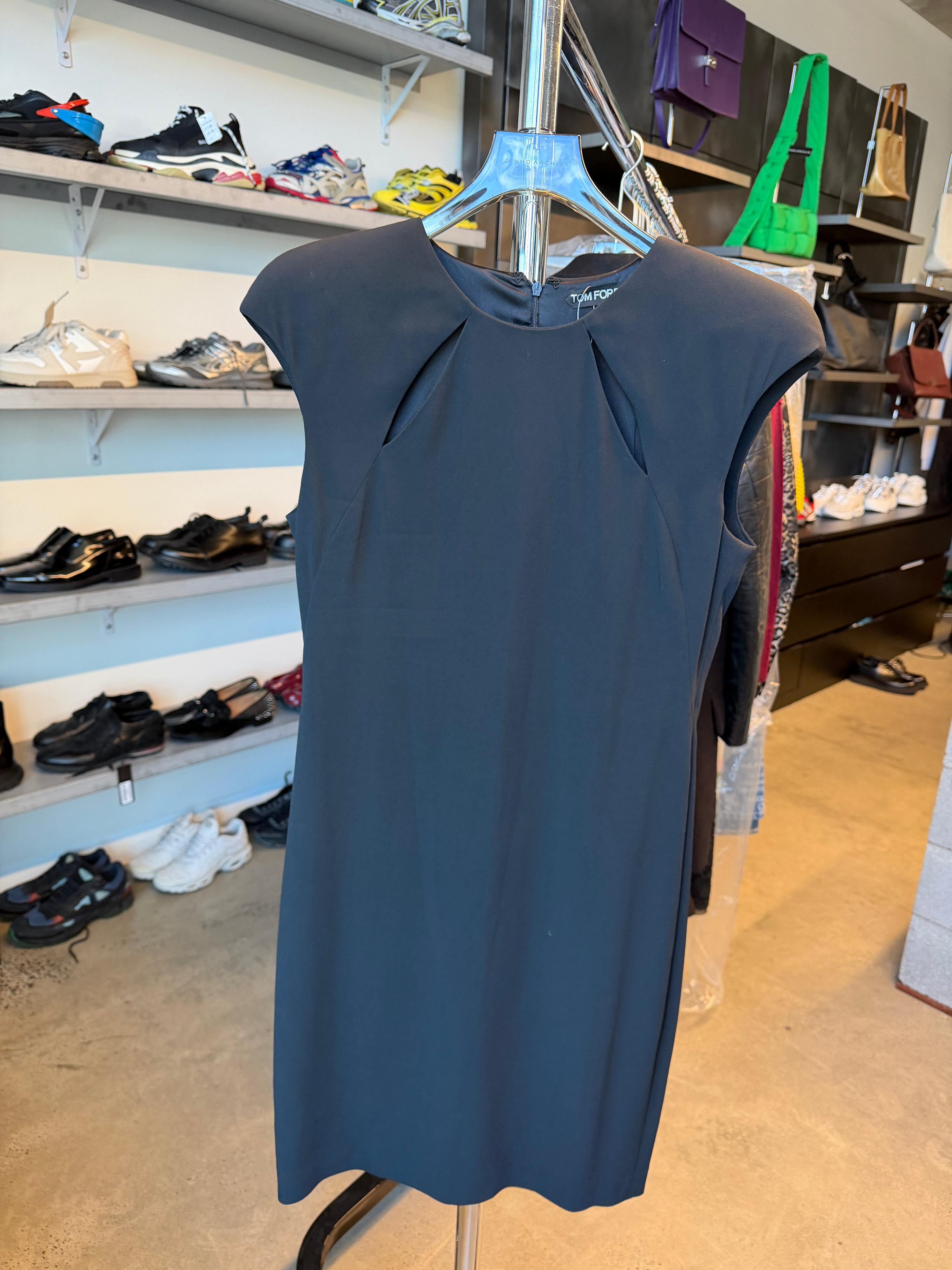 Tom Ford 2010s Cut Out Silk-Blend Mini Dress Black (Size 44)