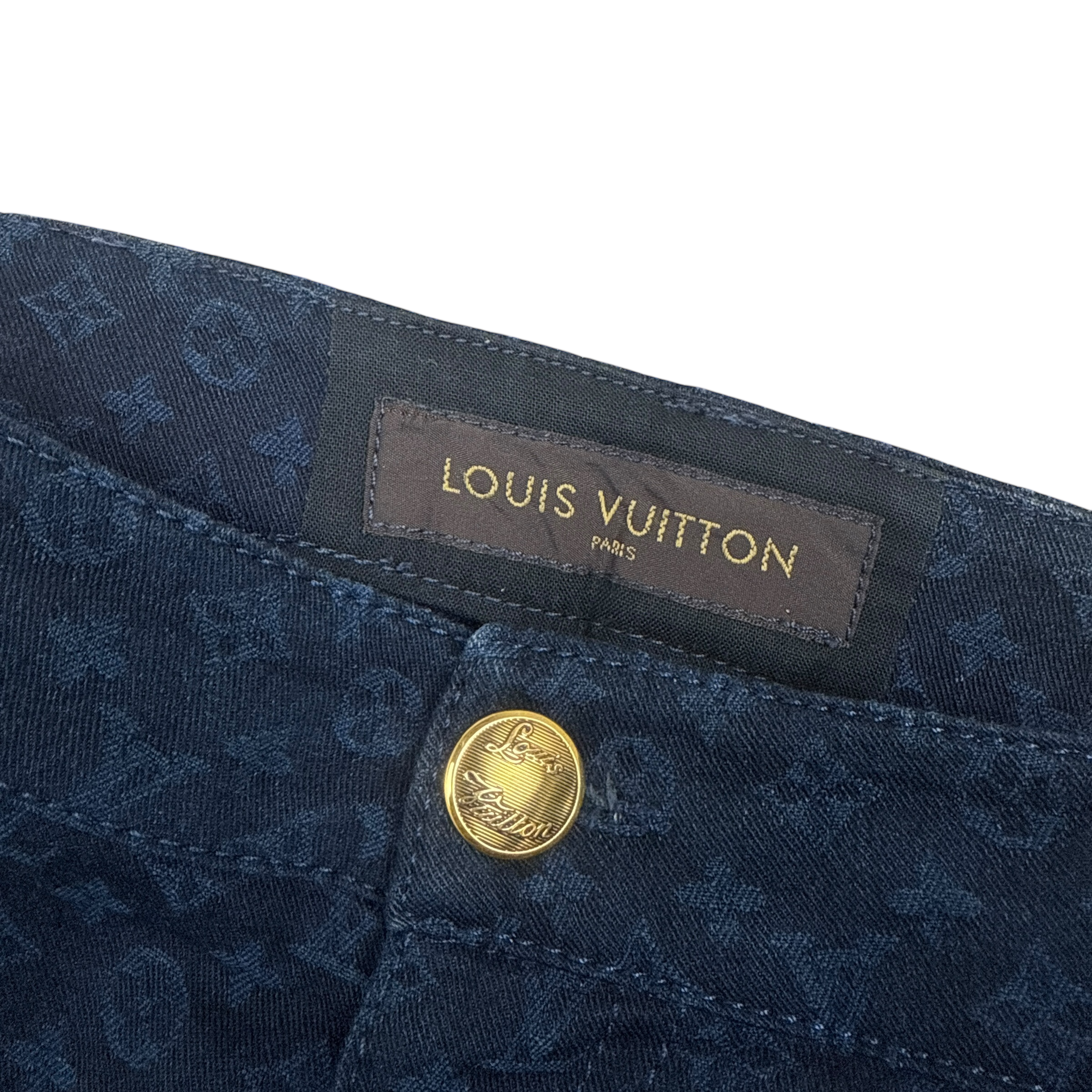 Louis Vuitton Monogram Lambskin Trim Capri Denim Pants Navy (Size 36) thumbnail 5