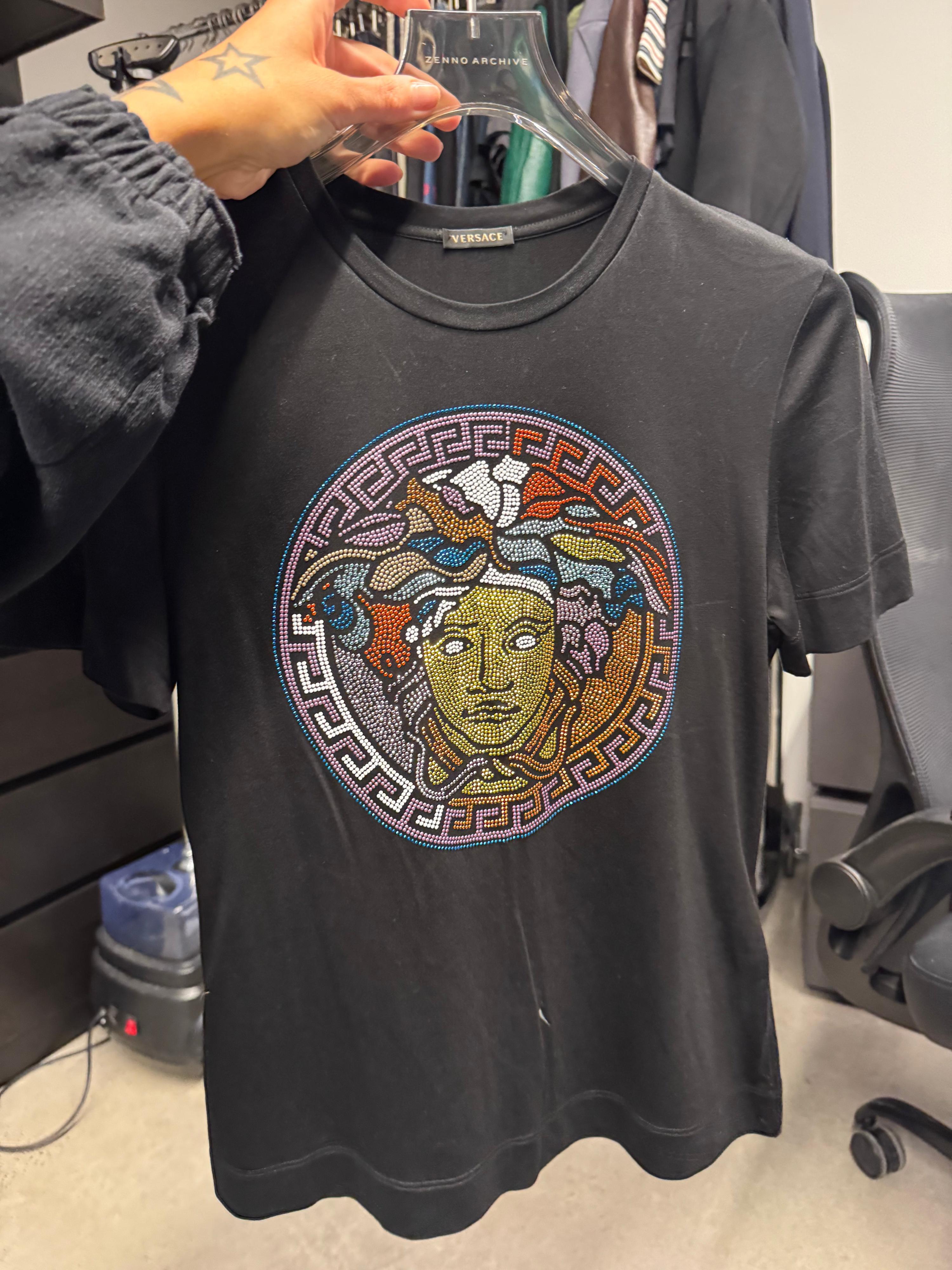 Versace Medusa Studded T-Shirt Black Multi (Size 38)