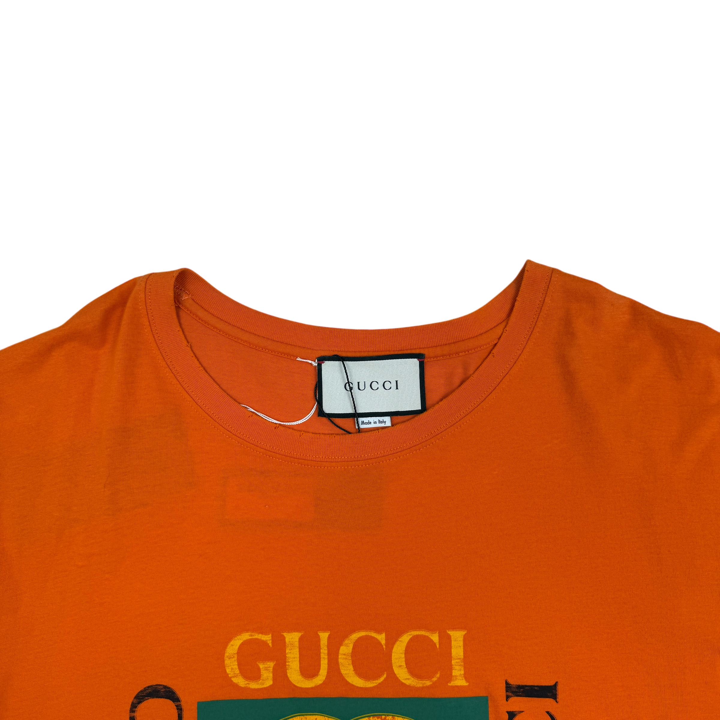 Gucci 2018 Distressed Printed Cotton-Jersey T-Shirt Orange (Fits M-L) thumbnail 2