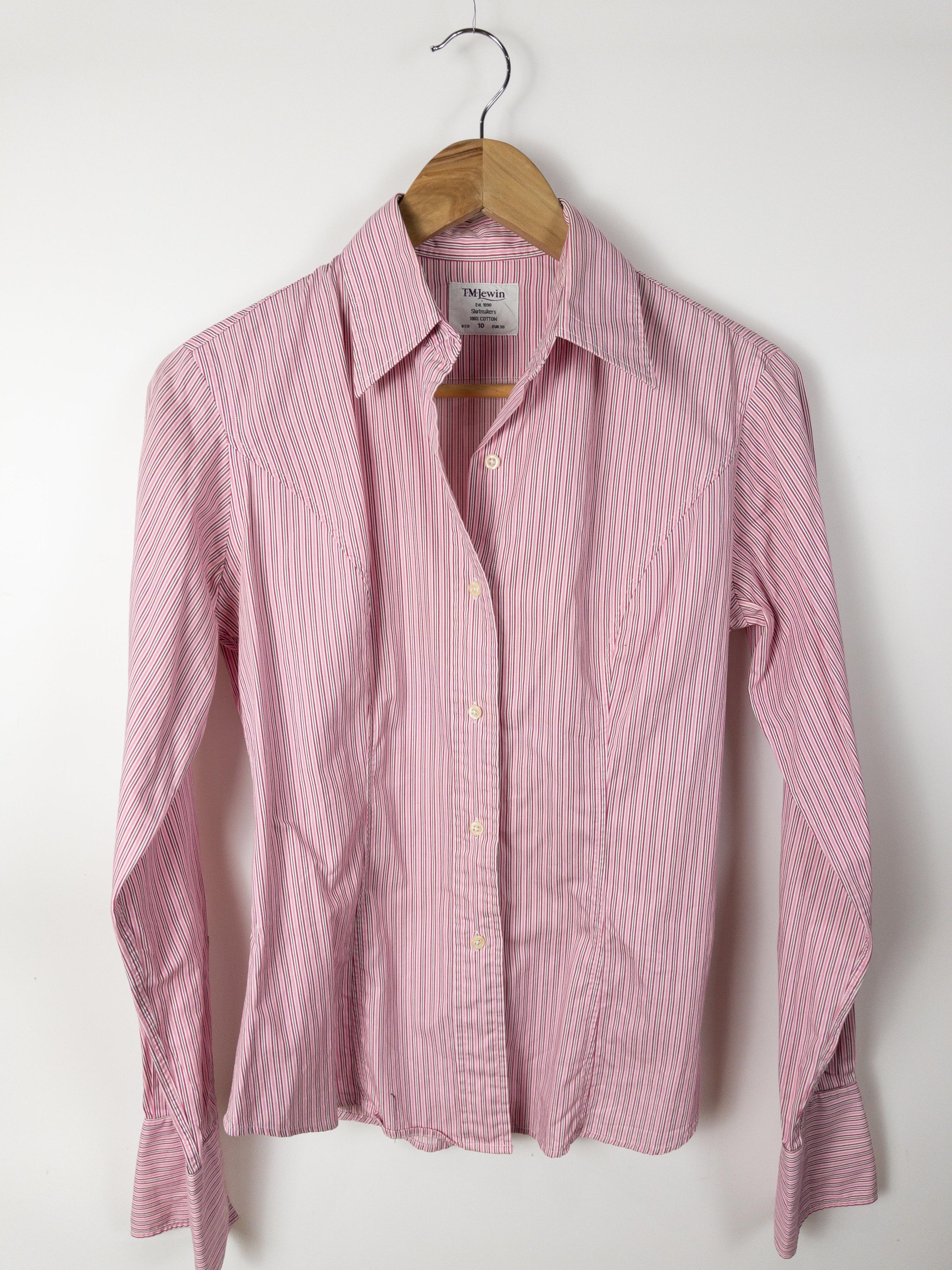TM LEWIN Red Striped Shirt Size 10 thumbnail 2