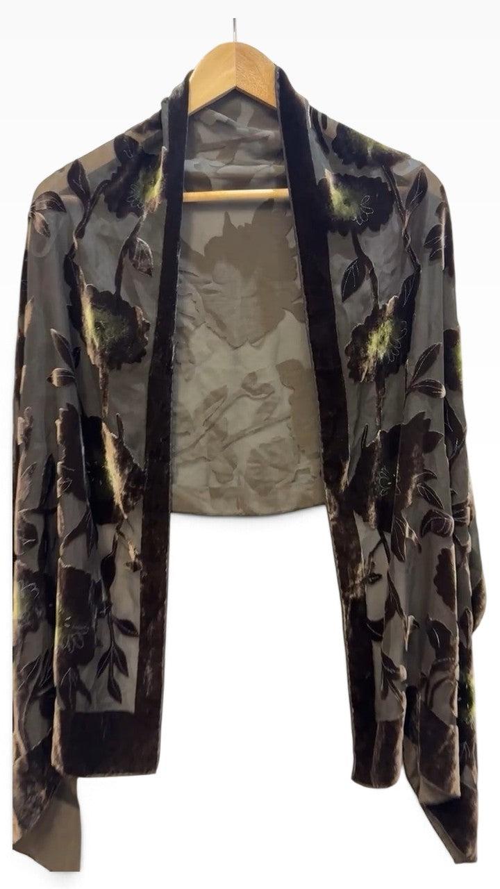 Khaki Velvet Floral Wrap thumbnail 4