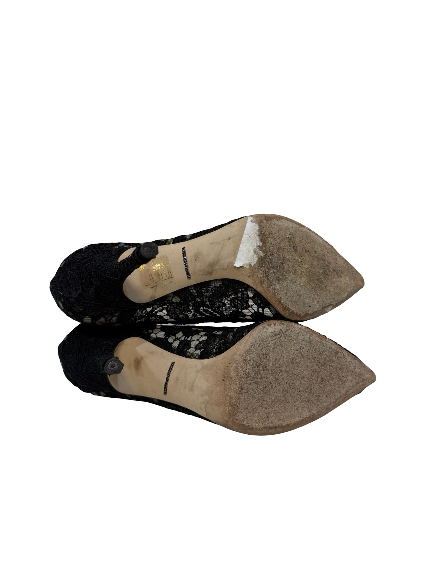 Dolce & Gabbana Black Lace Embellished Heels 38 thumbnail 5