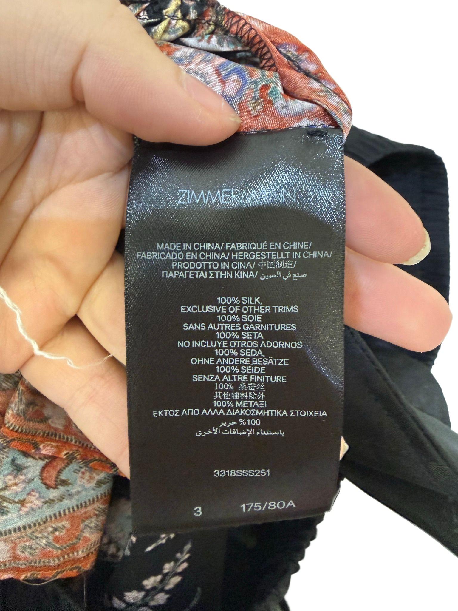 Zimmermann Black Paisley Silk Skirt 3 thumbnail 2