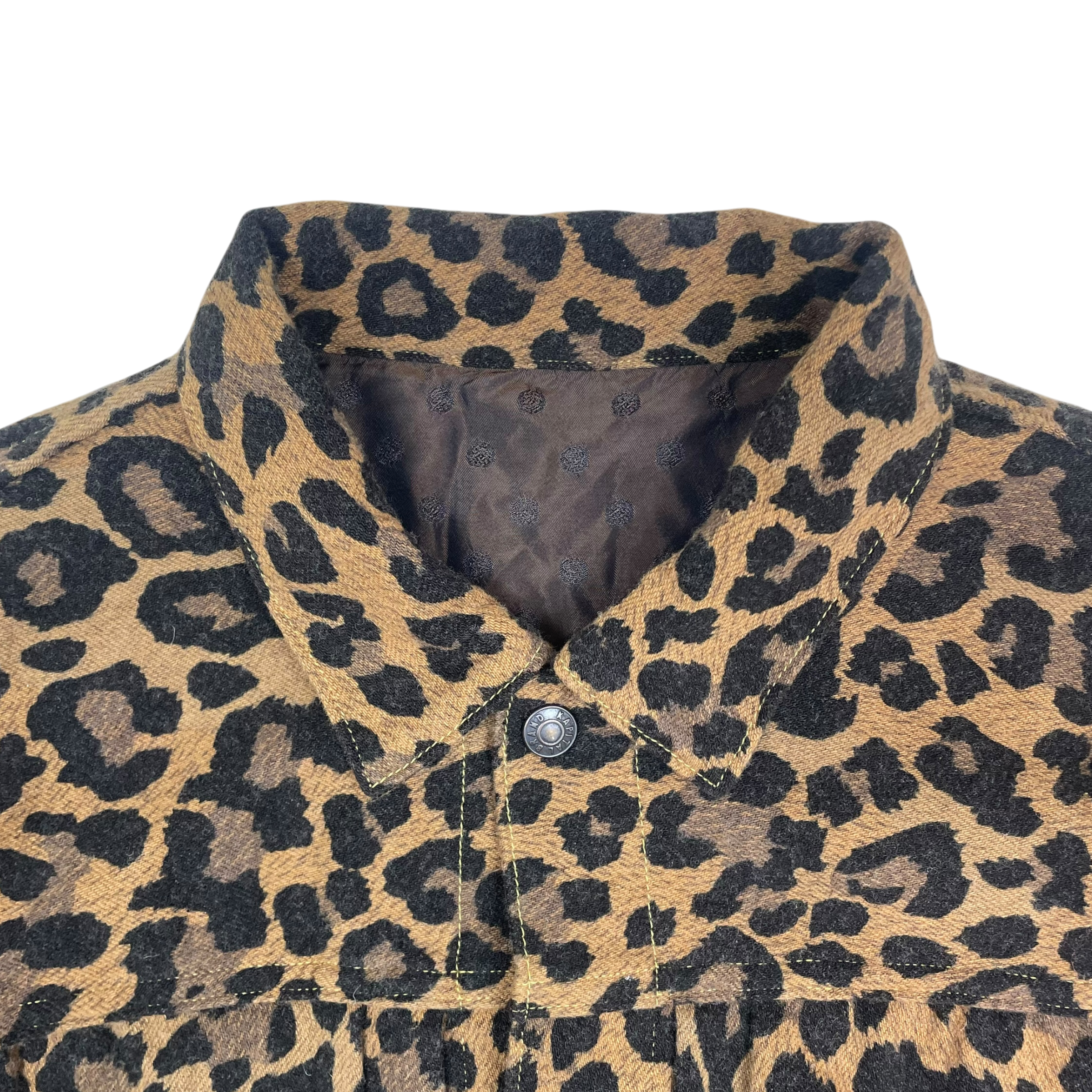 Kapital Kountry Leopard Print Wool Blend Twill Jacket Yellow/Black (Size 4/L-XL) thumbnail 2