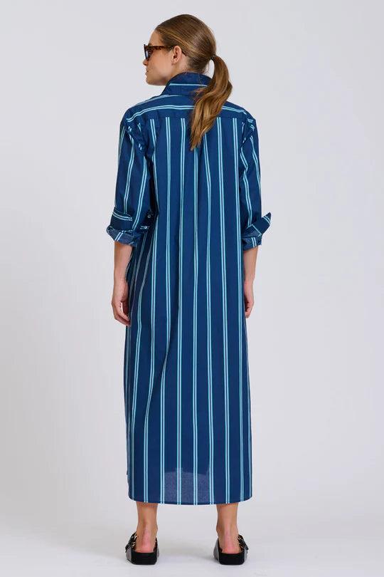 Shirty Navy Green Stripe Long Dress - XS thumbnail 4