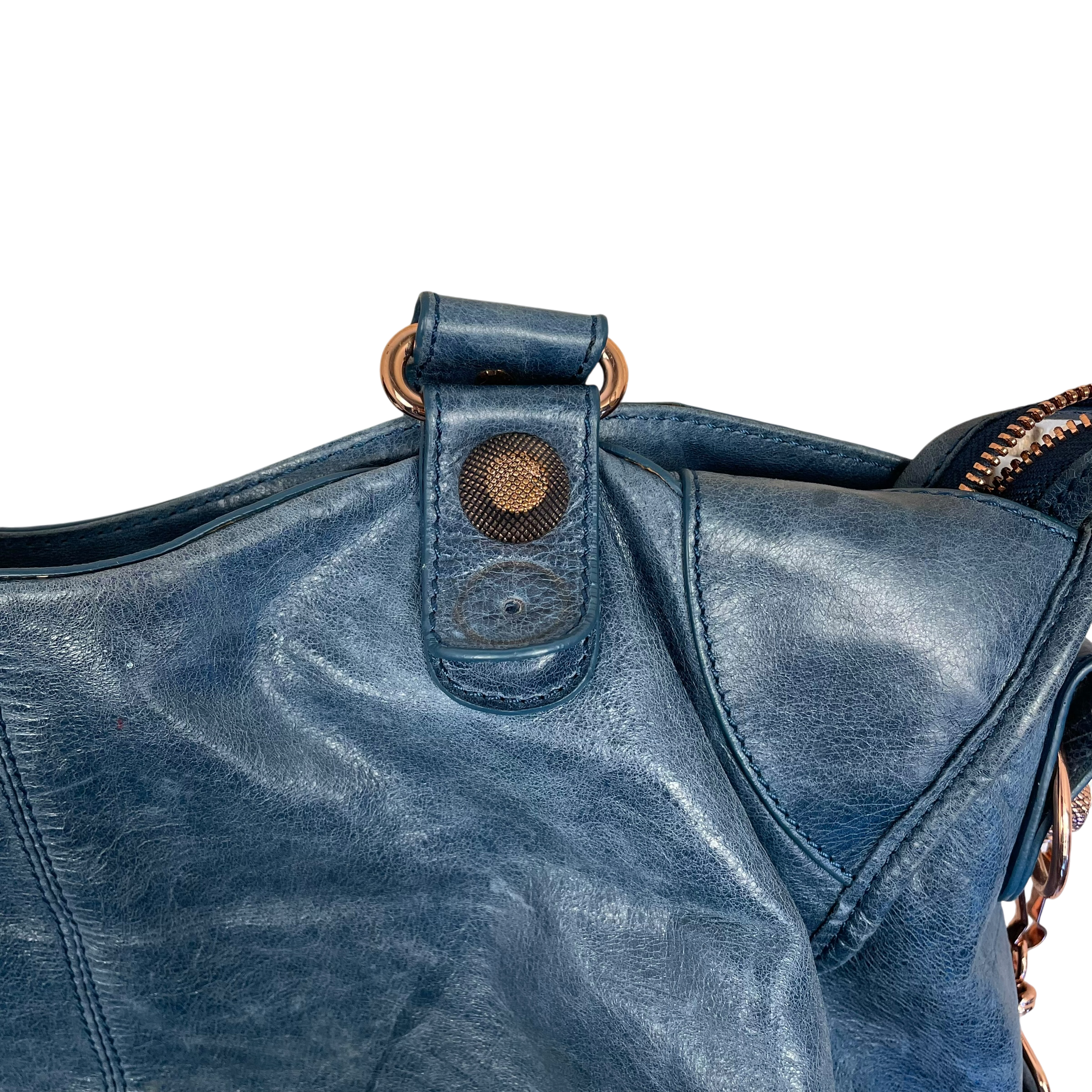 Balenciaga Brass Hardware Leather City Bag Blue thumbnail 6