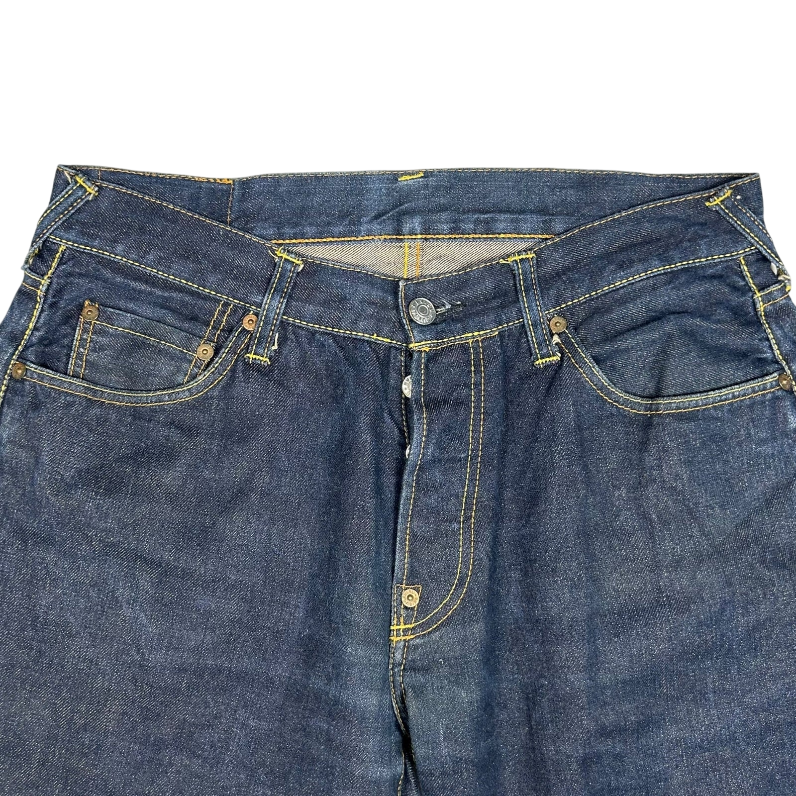 Vintage Evisu White Daicock Pocket Logo Selvedge Denim Jeans (Size 32") thumbnail 6