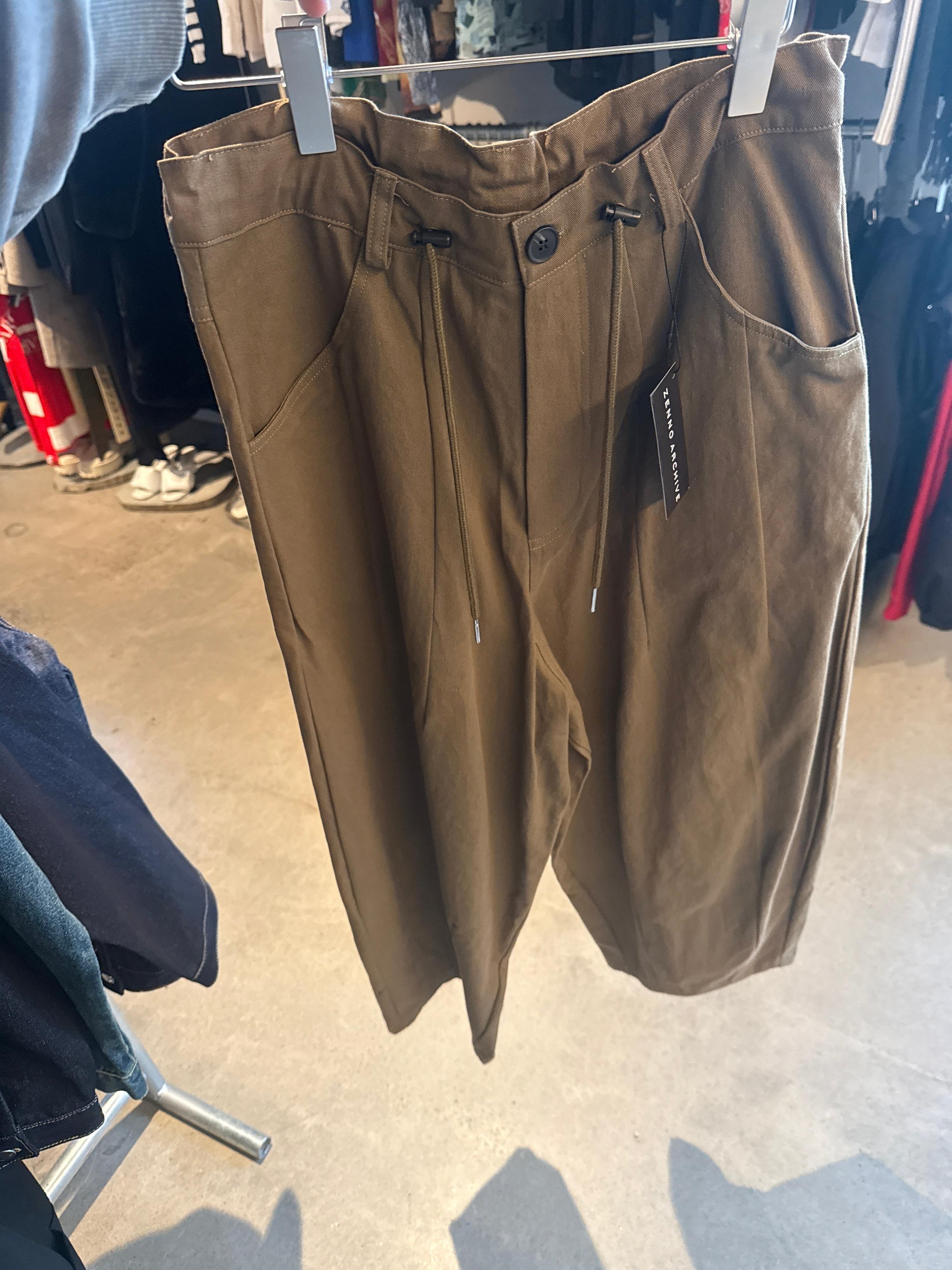 A Glimpse Of Beauty Wide Leg Roomy Pants Khaki Green - S