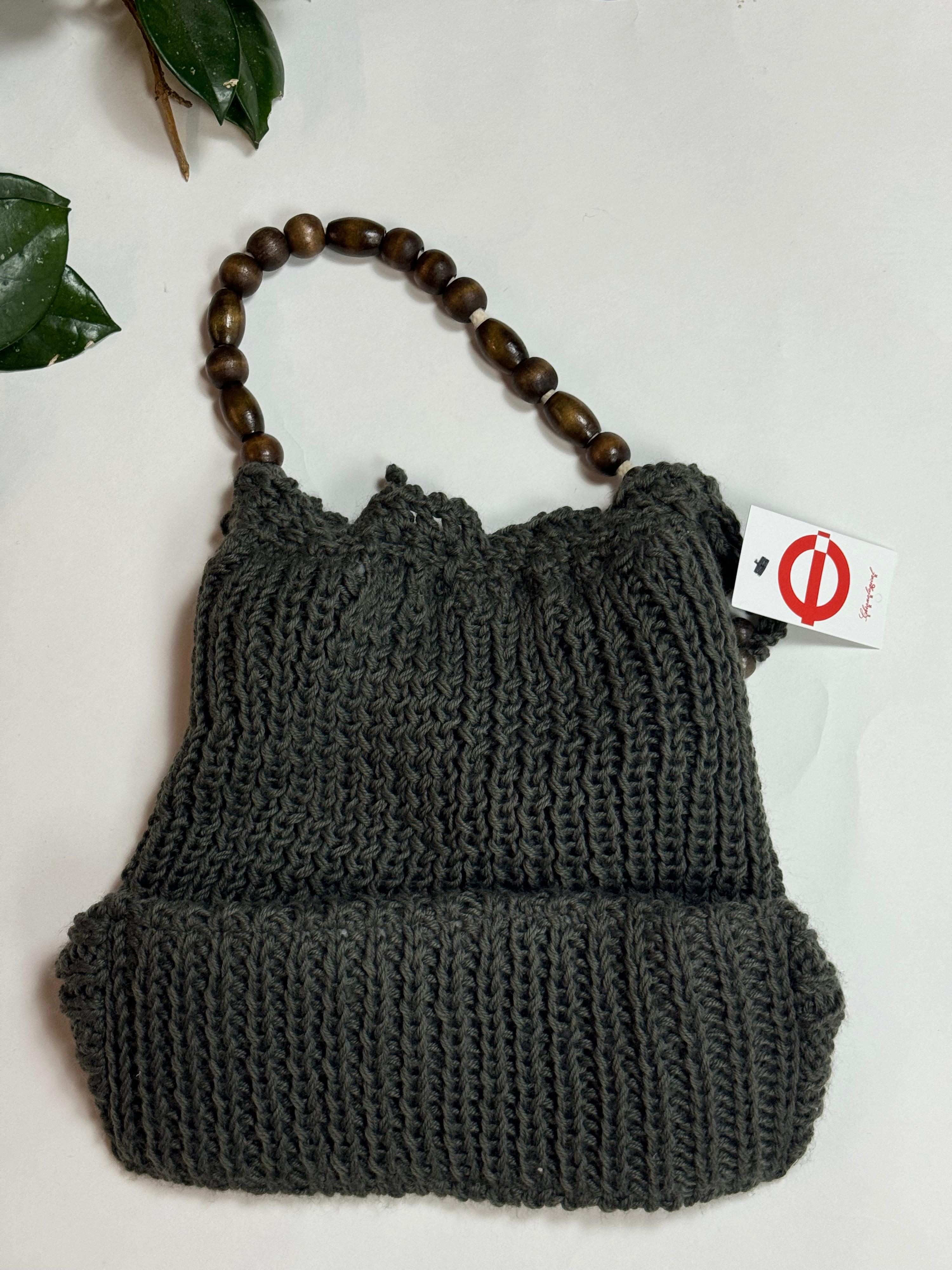 Knit Handbag with Beaded Handle thumbnail 2