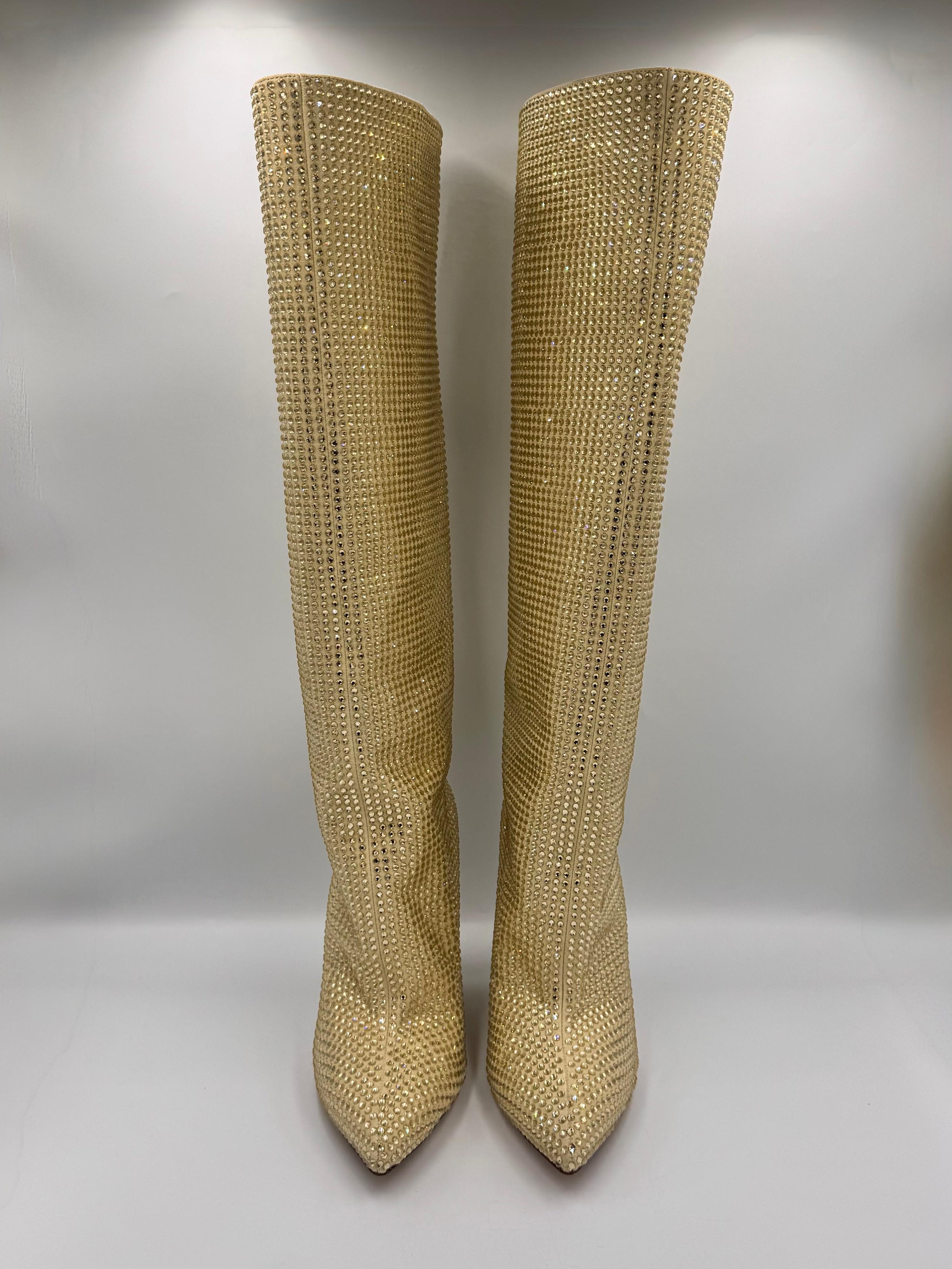 PARIS TEXAS Gold Rhinestone Boots Size 38.5 thumbnail 2