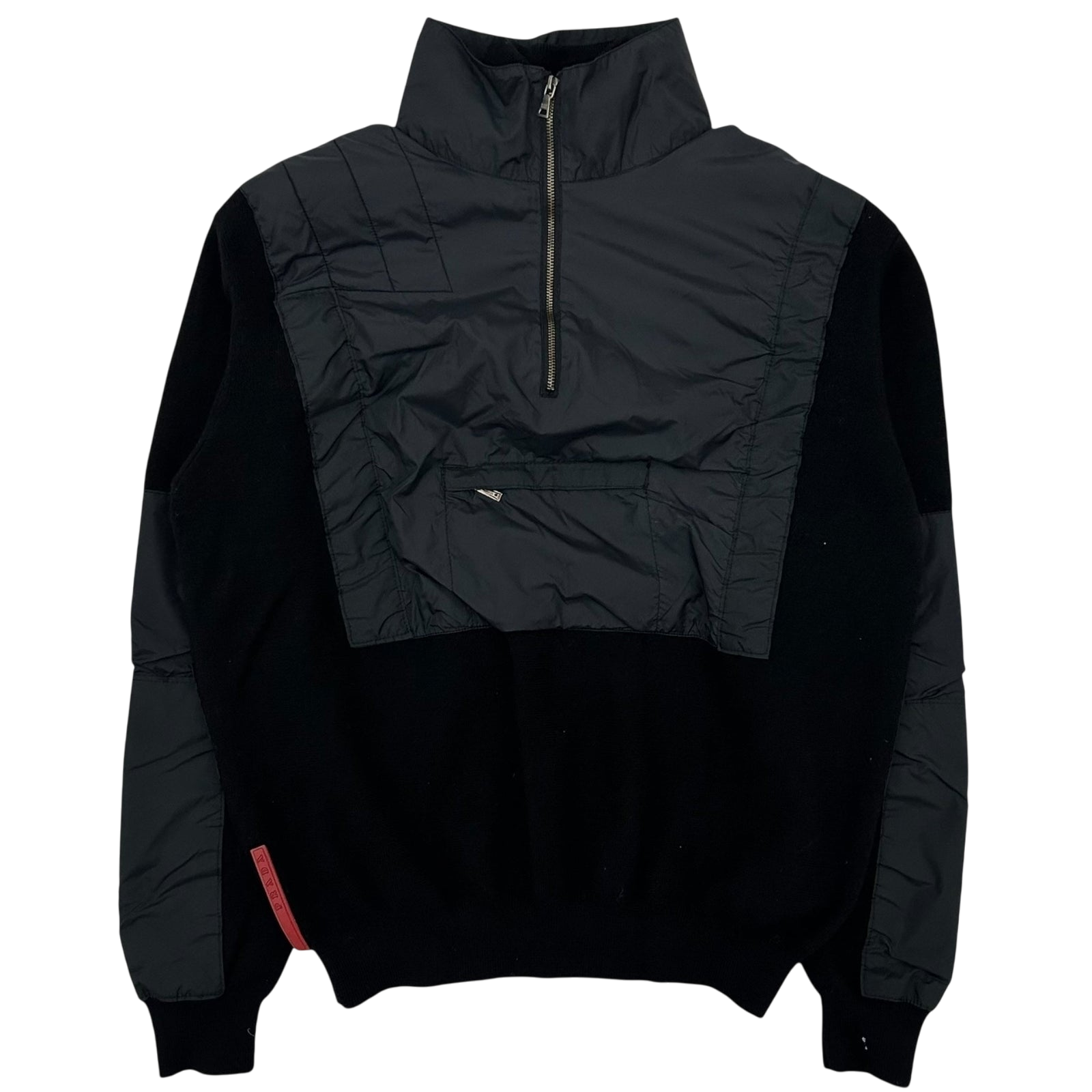 Vintage Prada Sport Layered Wool Nylon Zip Knit Sweatshirt (Fits M)