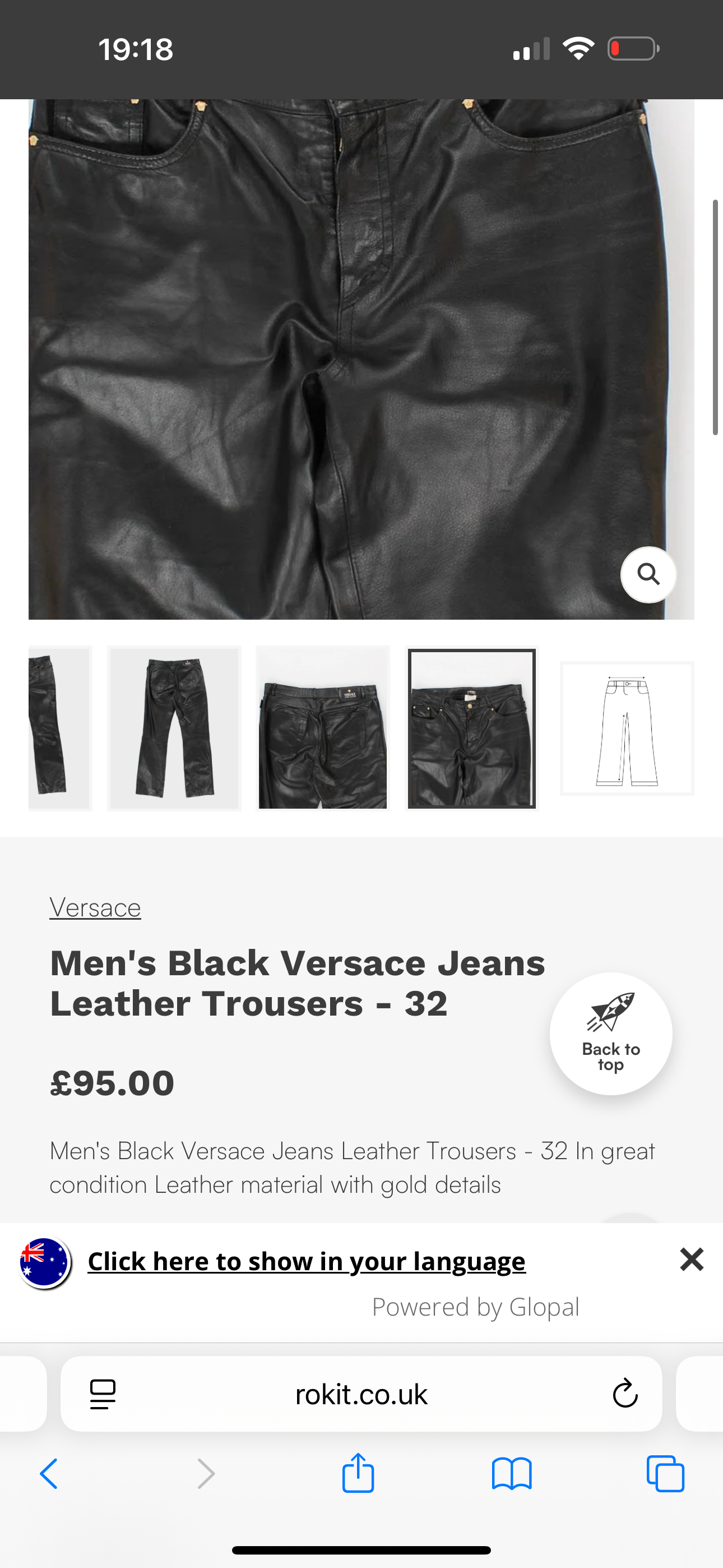 Versace Jeans Couture 90s Leather Pants (size 32”) - taken to dry cleaner to try and fix marks price between $249-$349 depending on how it comes up thumbnail 3