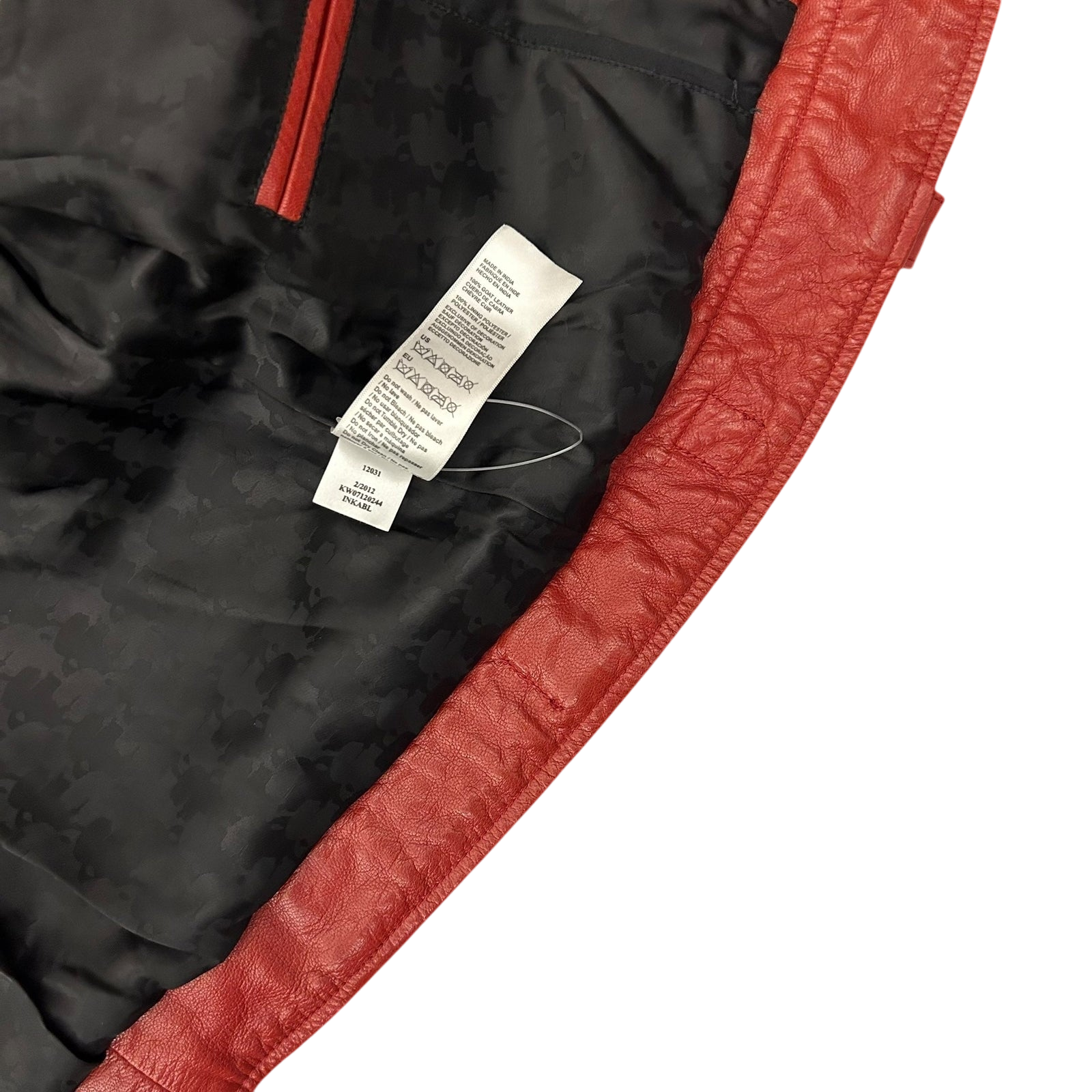Karl Lagerfeld Goat Leather Biker Jacket Red (Fits M Womens) thumbnail 5