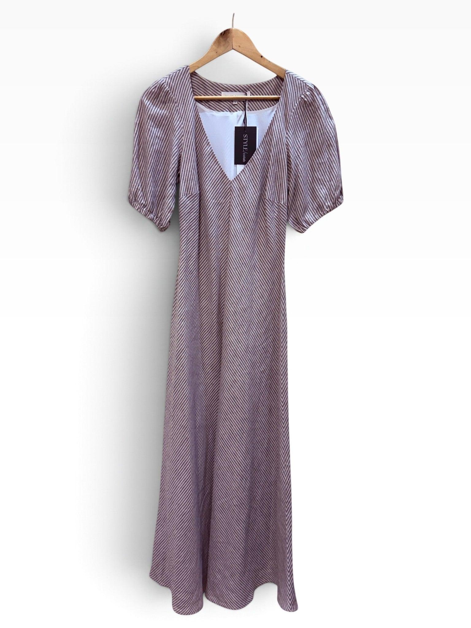 Jillian Boustred Grey & Ivory Stripe Dress Small